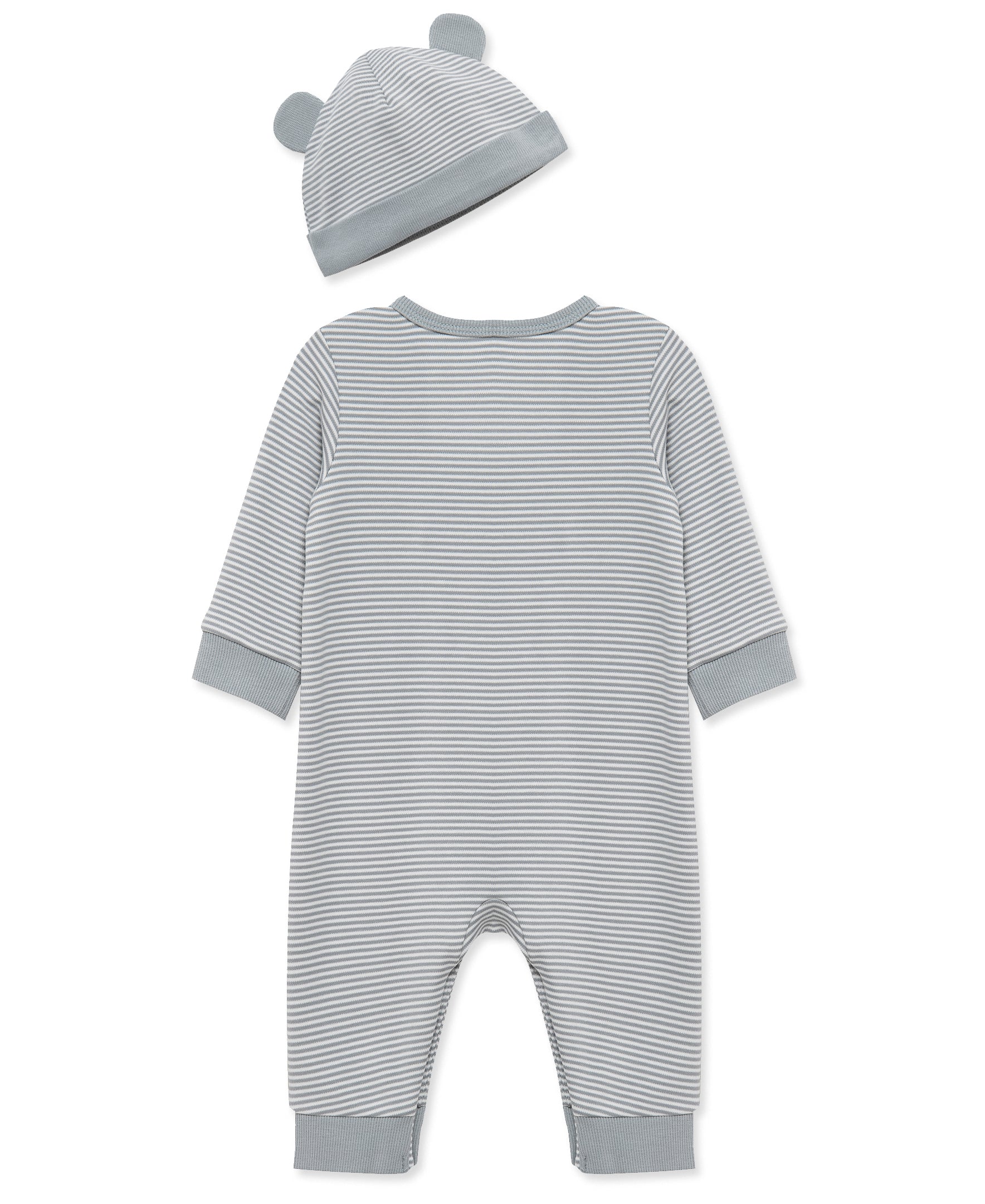 Grey Striped Coverall & Hat - Little Me