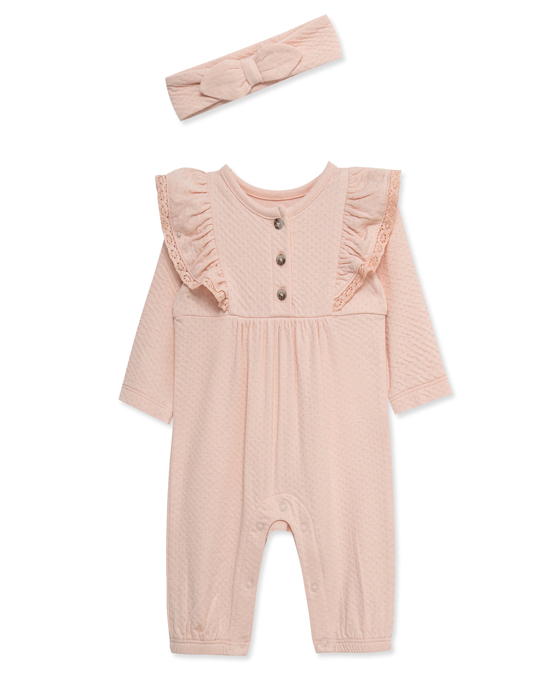 Pink Button Coverall Set - Little Me