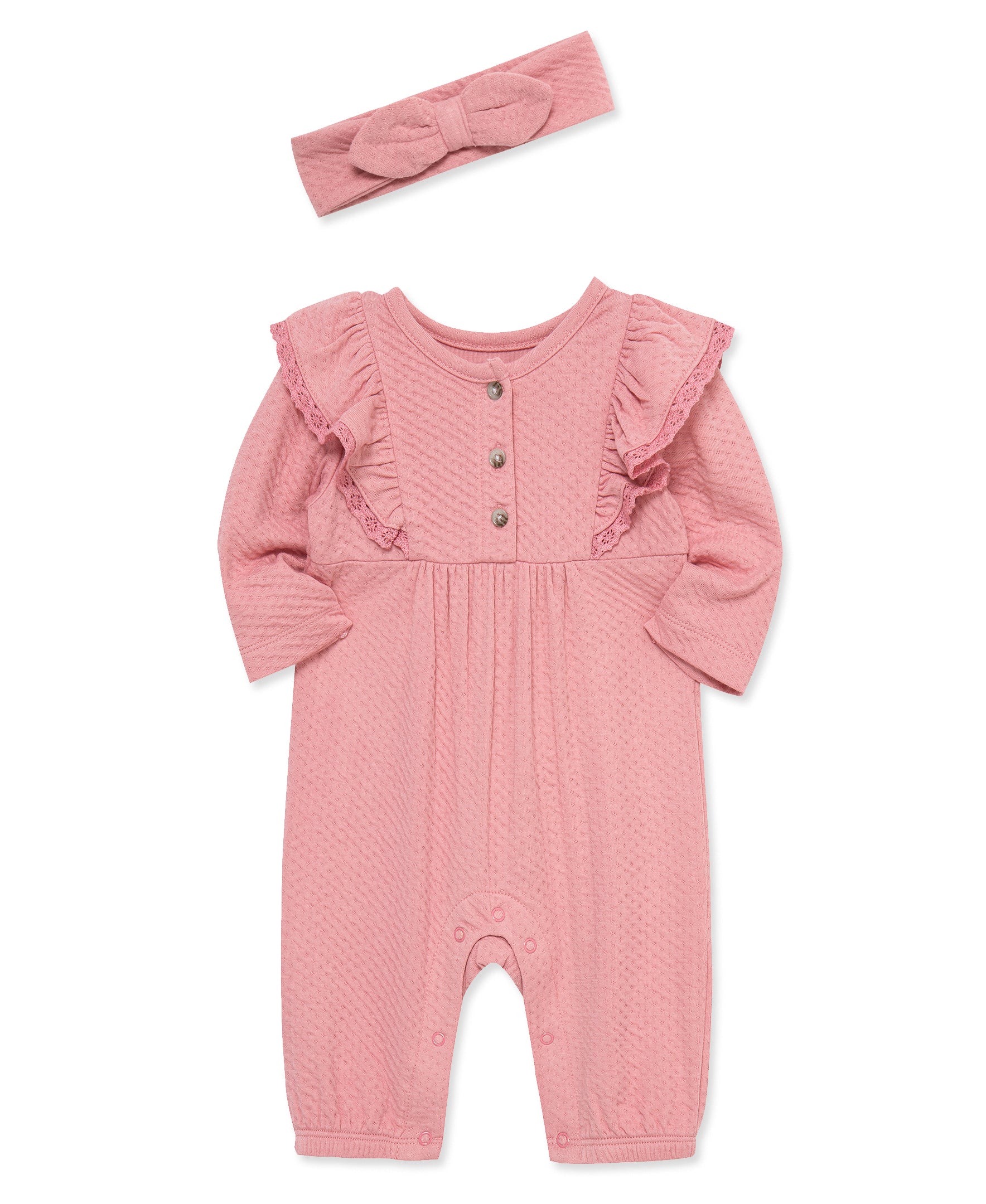 Rose Button Coverall Set - Little Me