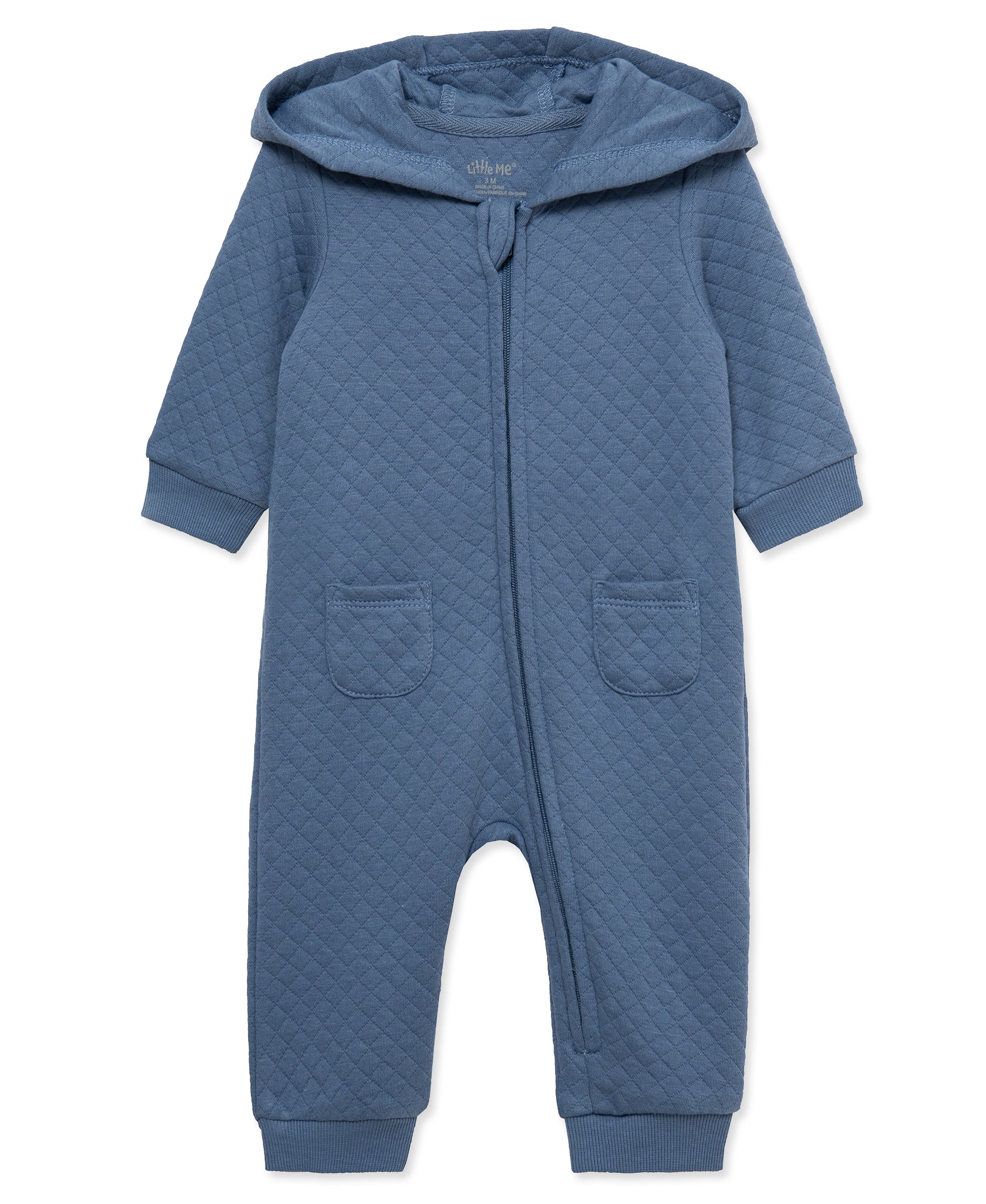 Navy Quilted Hooded Coverall - Little Me