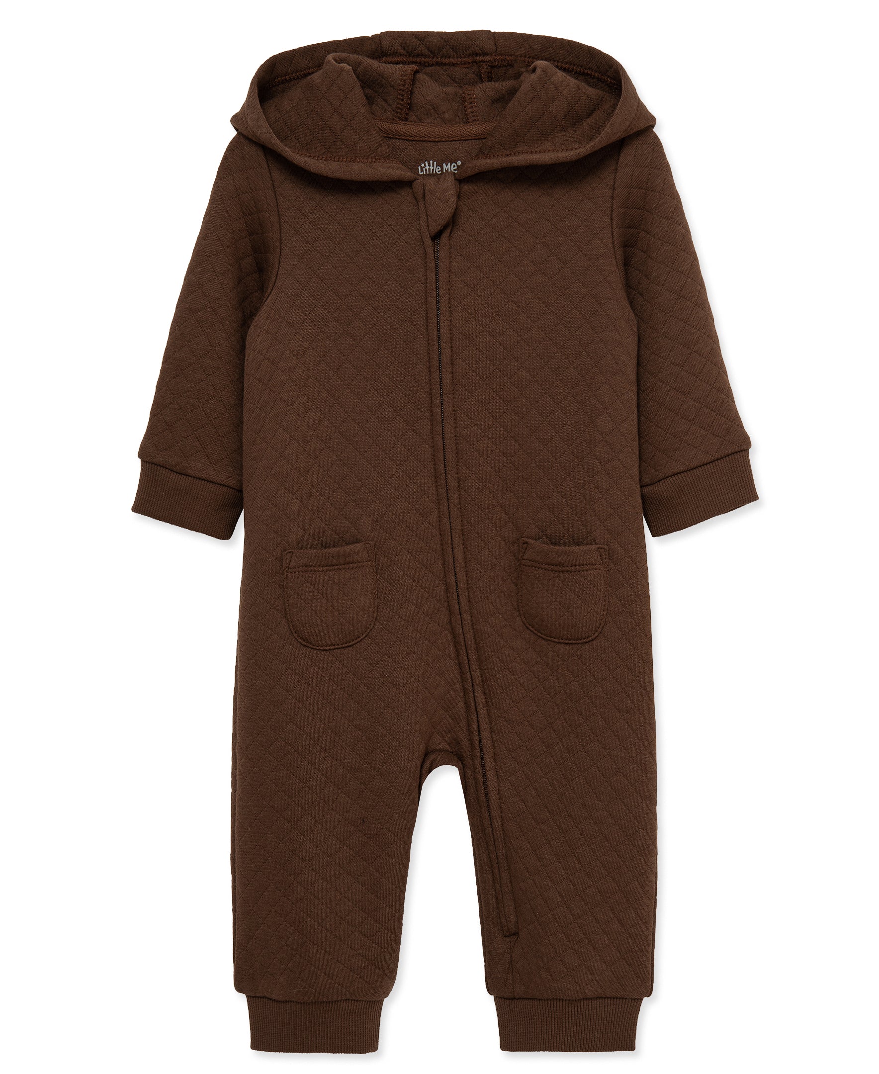 Brown Quilted Hooded Coverall - Little Me