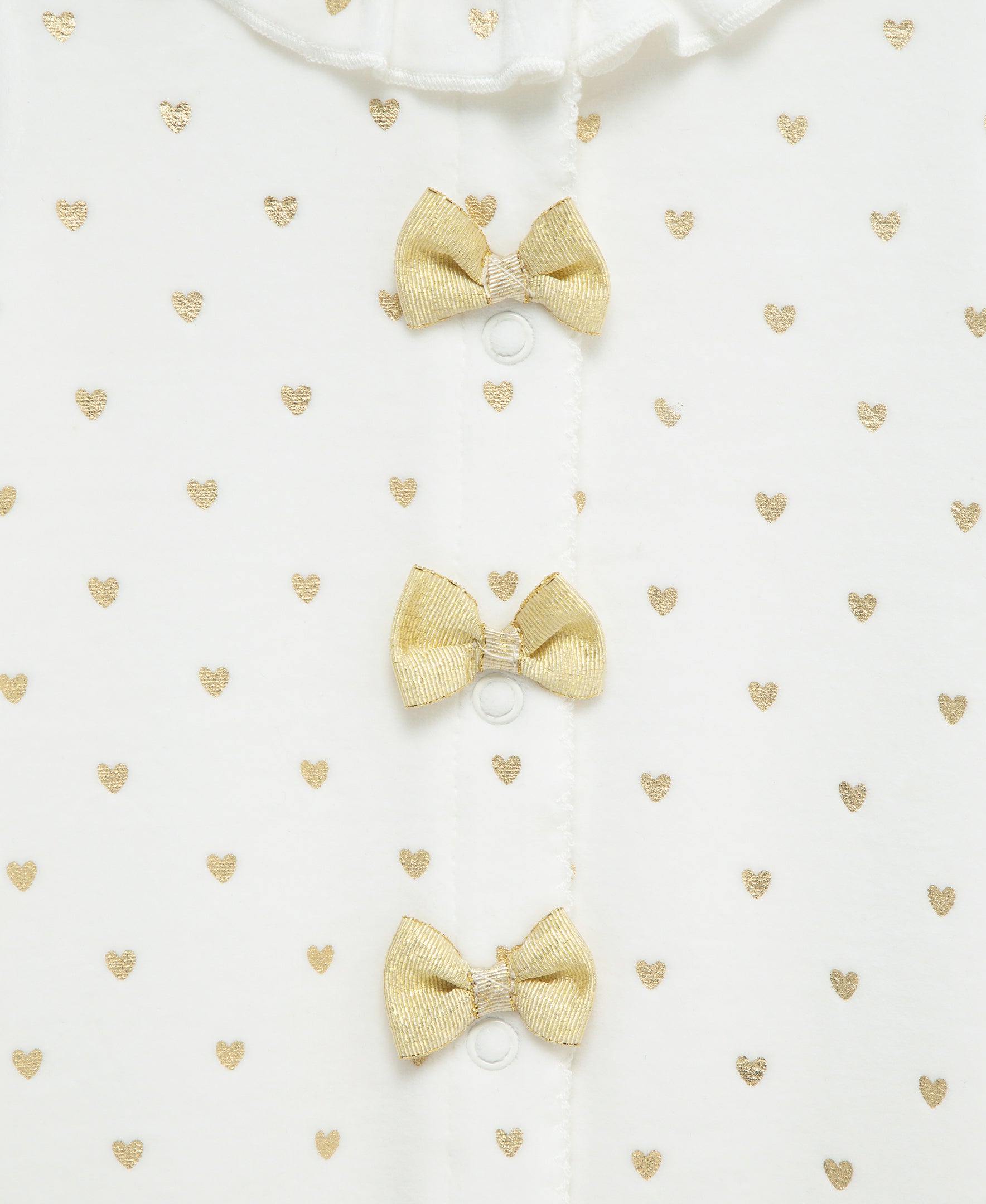 Gold Hearts Velour Footie (3M-9M) - Little Me