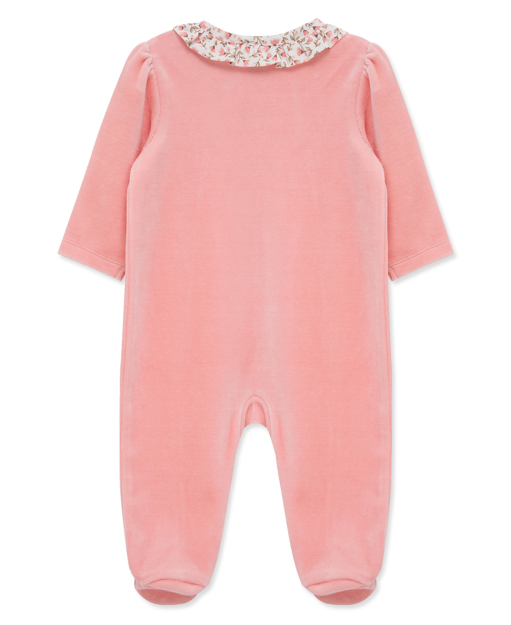 Floral Bow Velour Footie (3M-9M) - Little Me