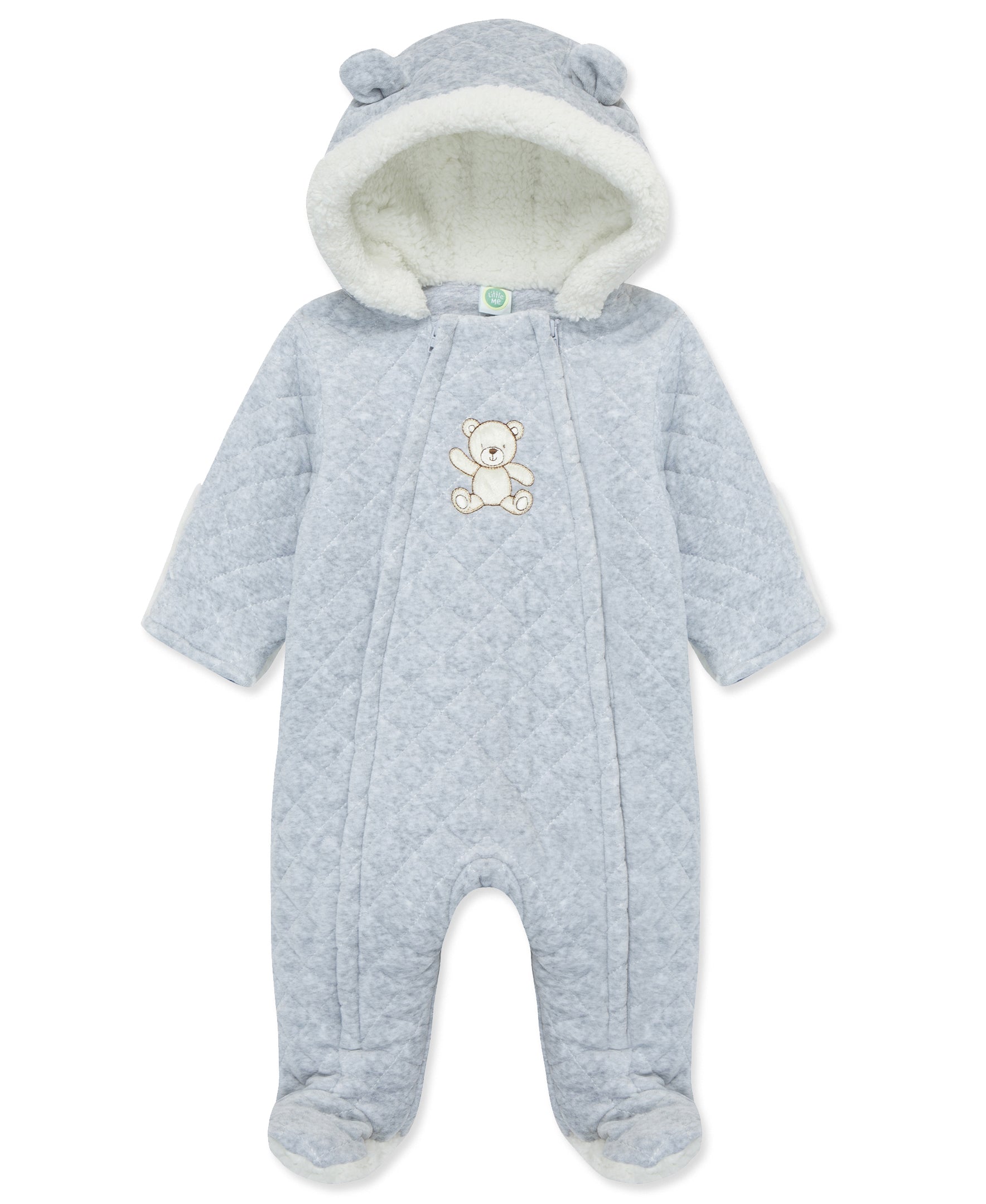 Grey Bear Quilted Pram - Little Me