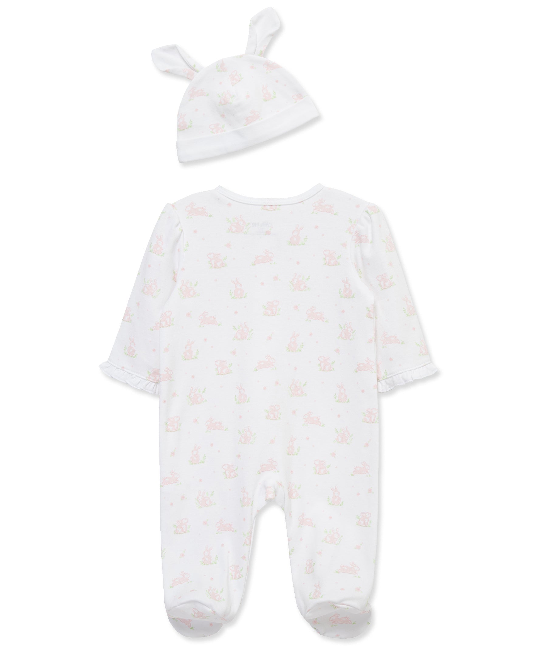 Pink Bunny 2-Way-Zip Footed One-Piece & Hat