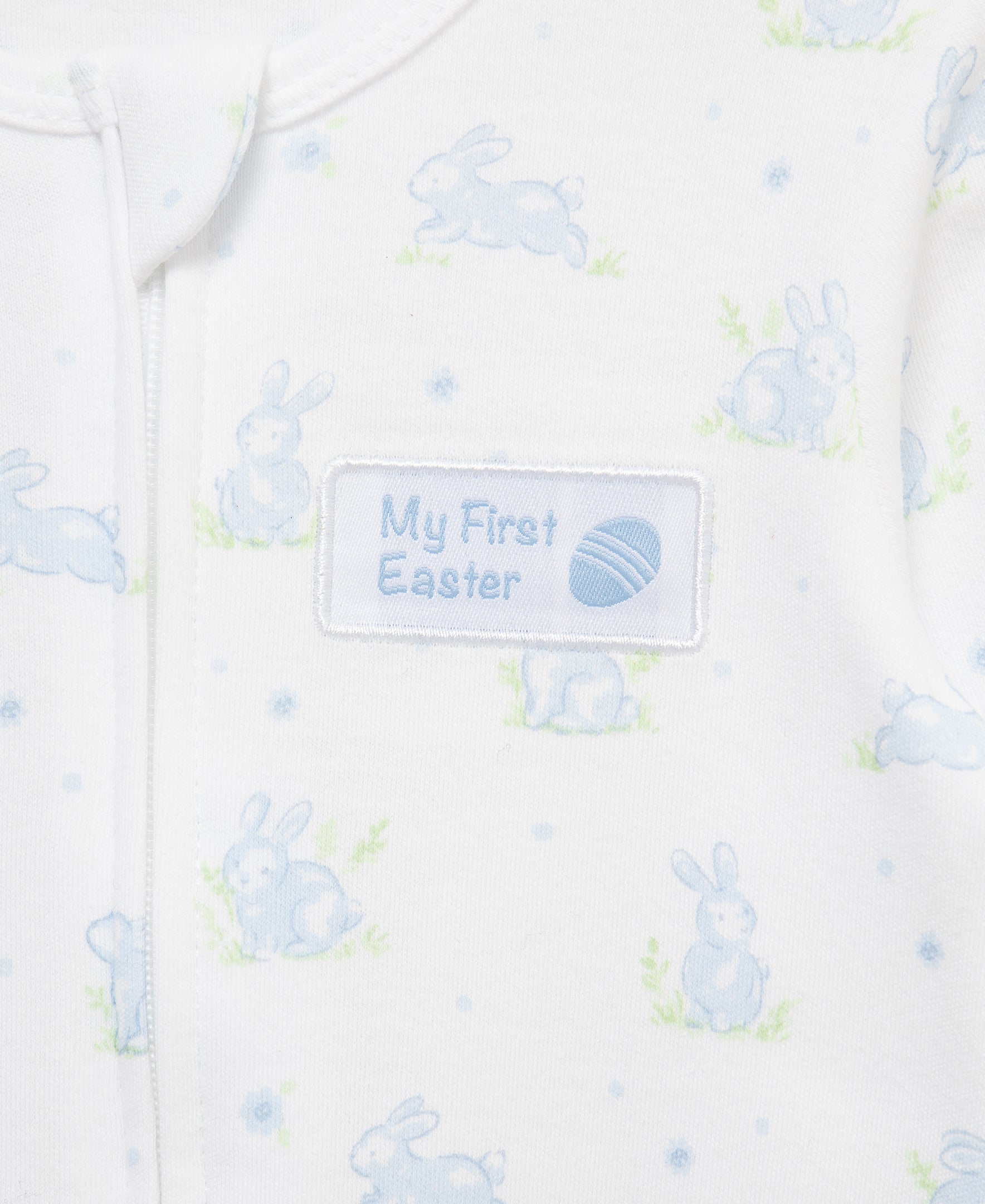 Blue Bunny 2-Way-Zip Footed One-Piece & Hat