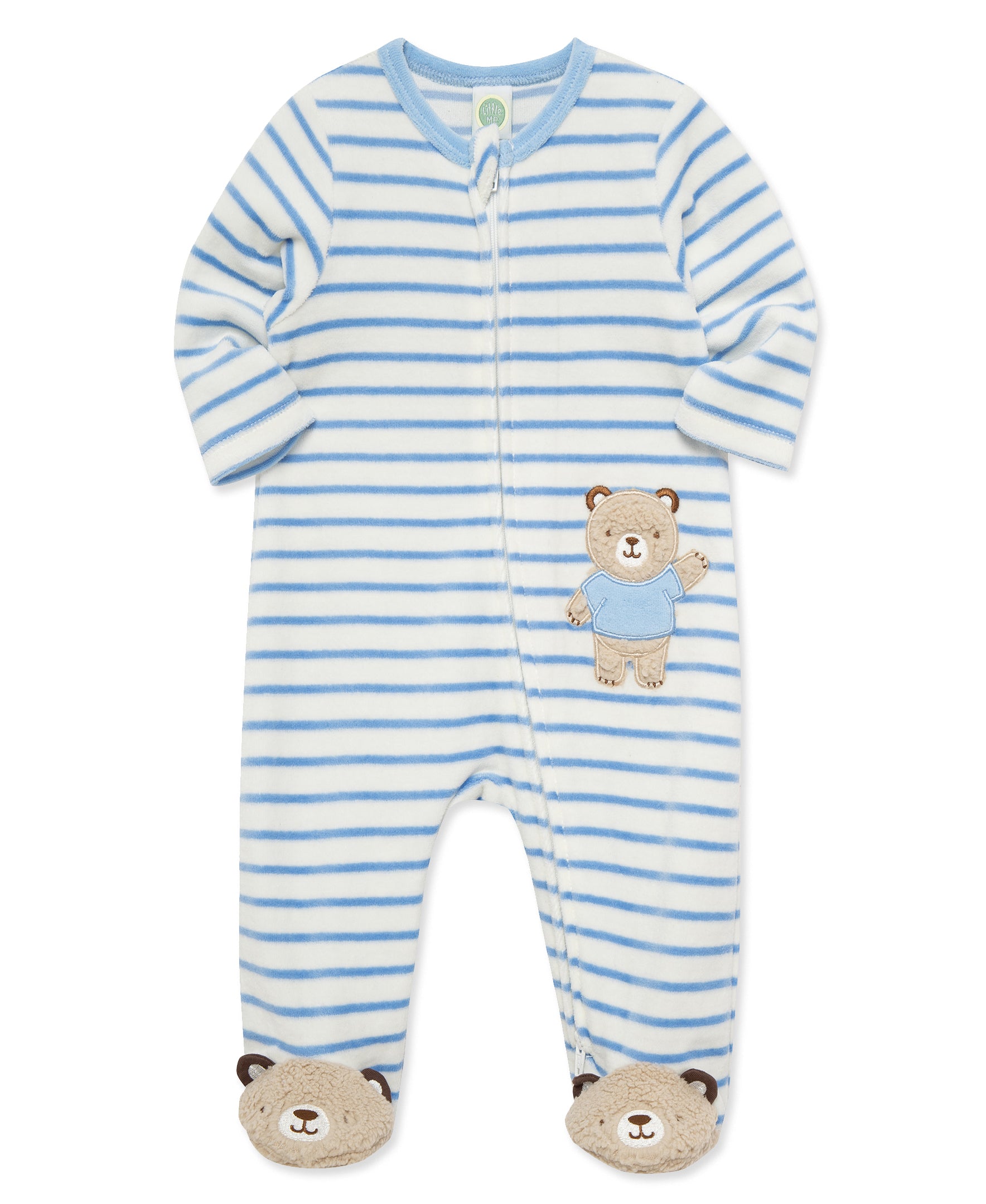 Fuzzy Bear Velour Footie (3M-9M) - Little Me