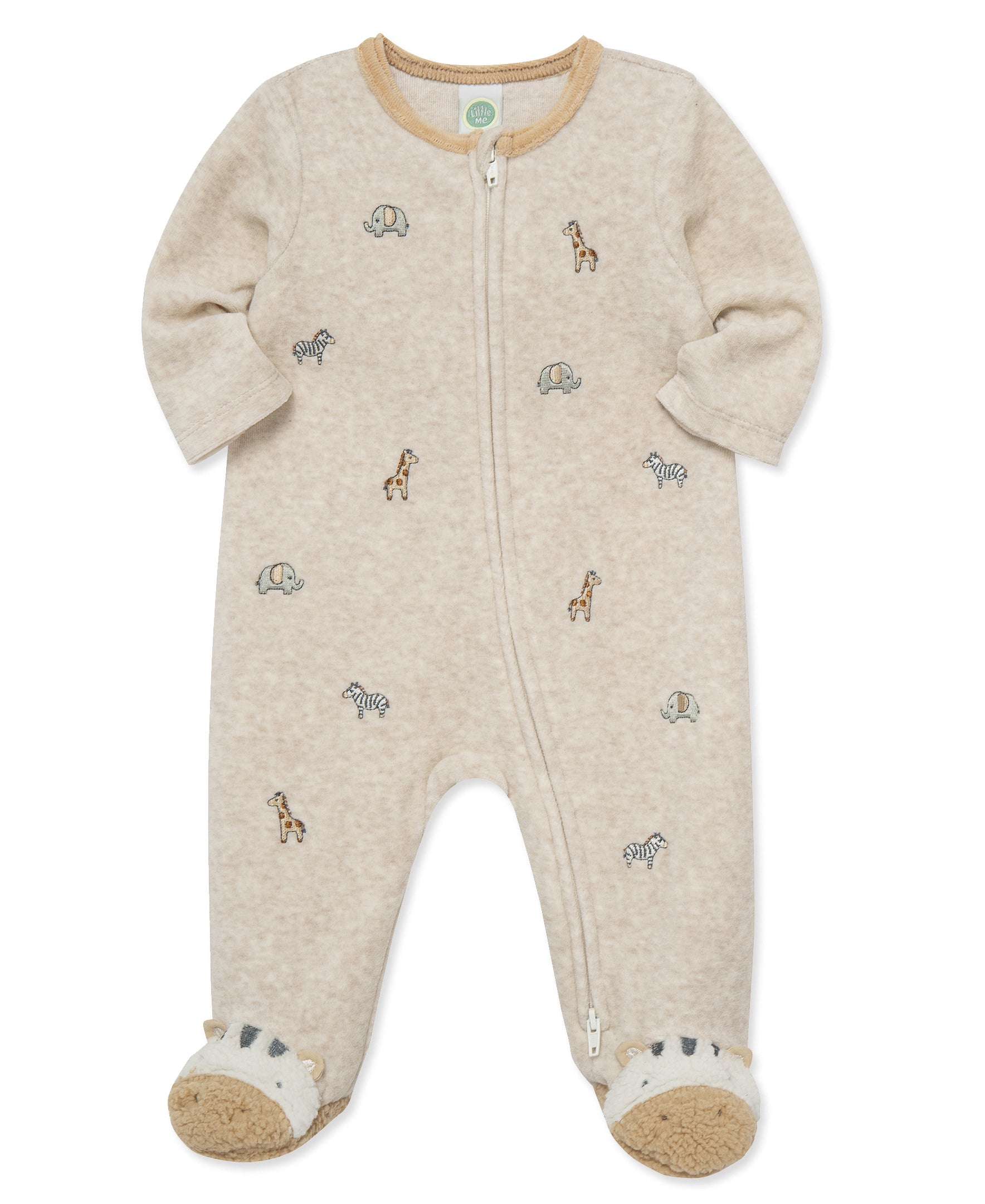 Safari Velour Footie (3M-9M) - Little Me