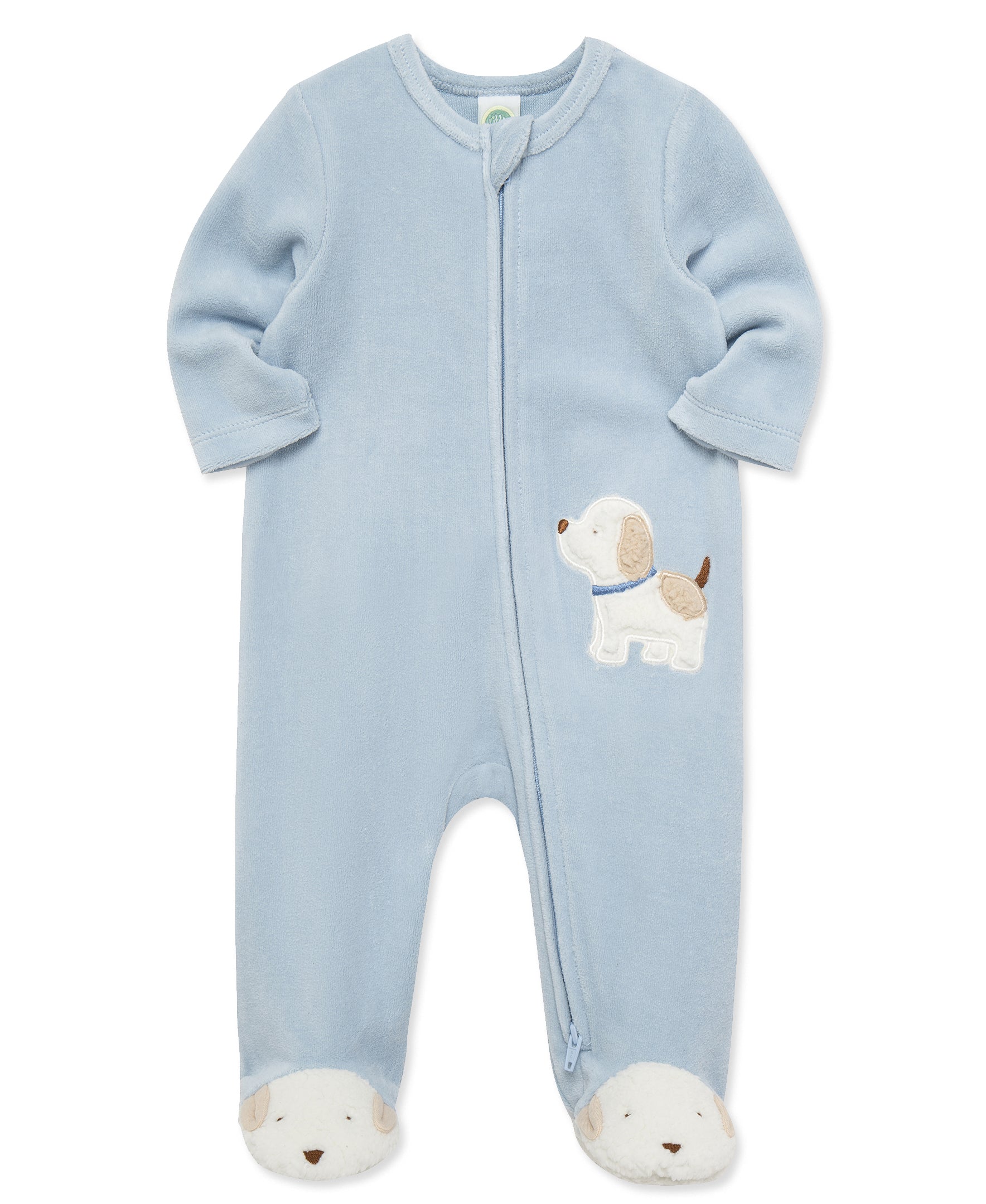 Fluffy Pup Velour Footie - Little Me
