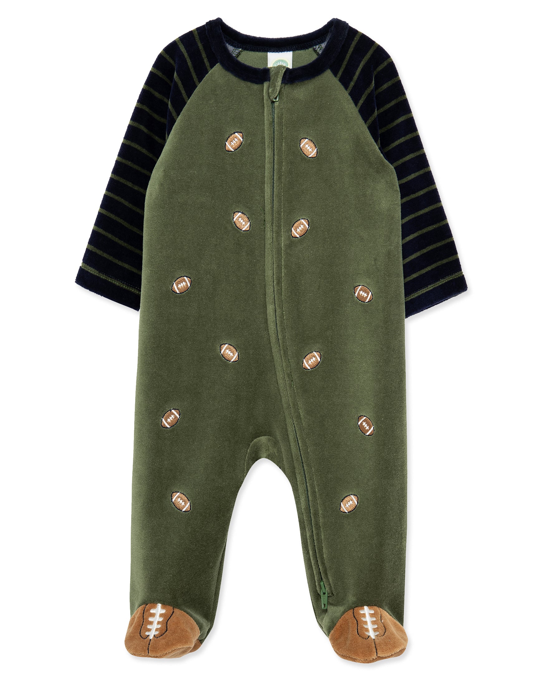Football Velour Footie (3M-9M) - Little Me