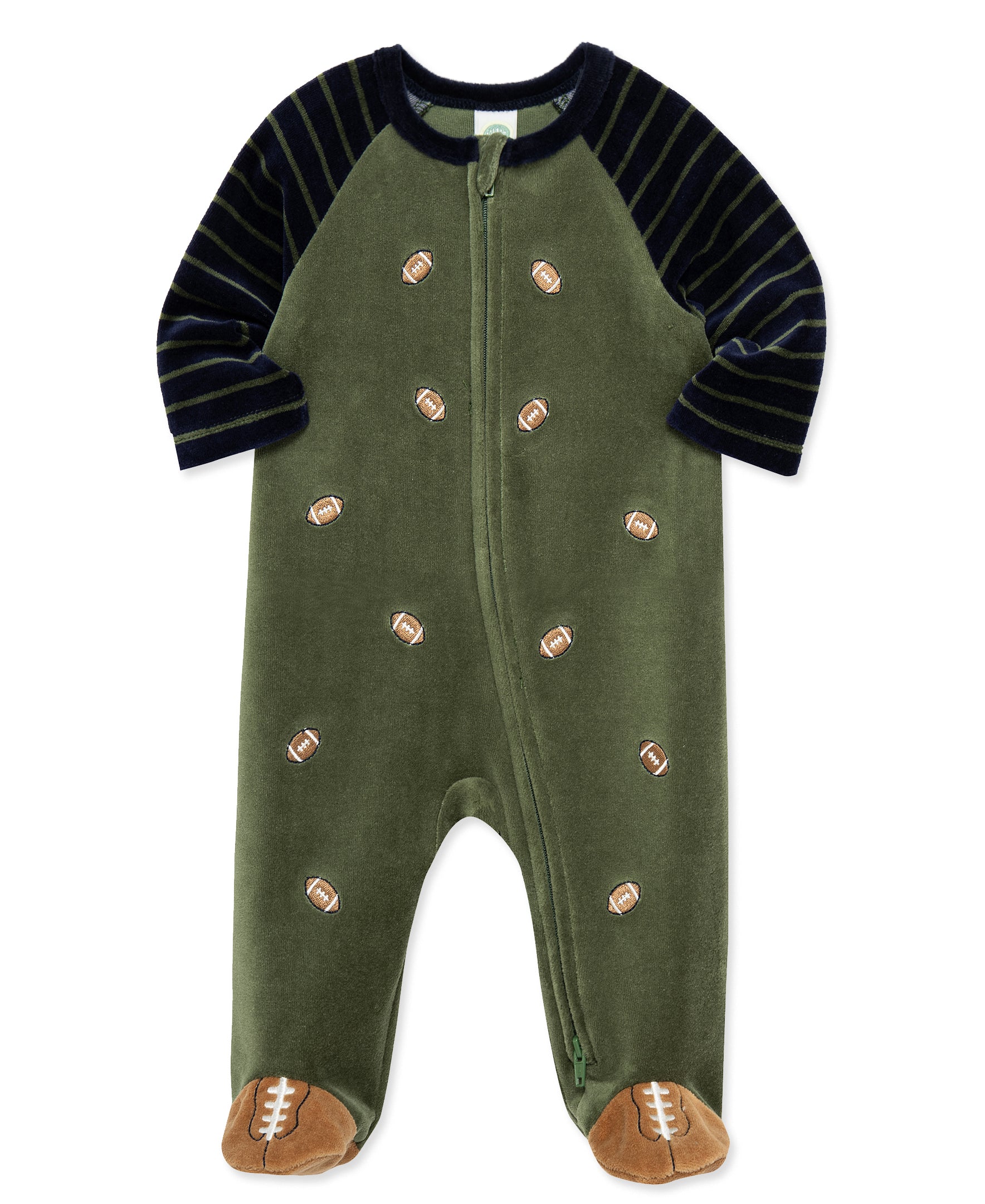 Football Velour Footie (3M-9M) - Little Me