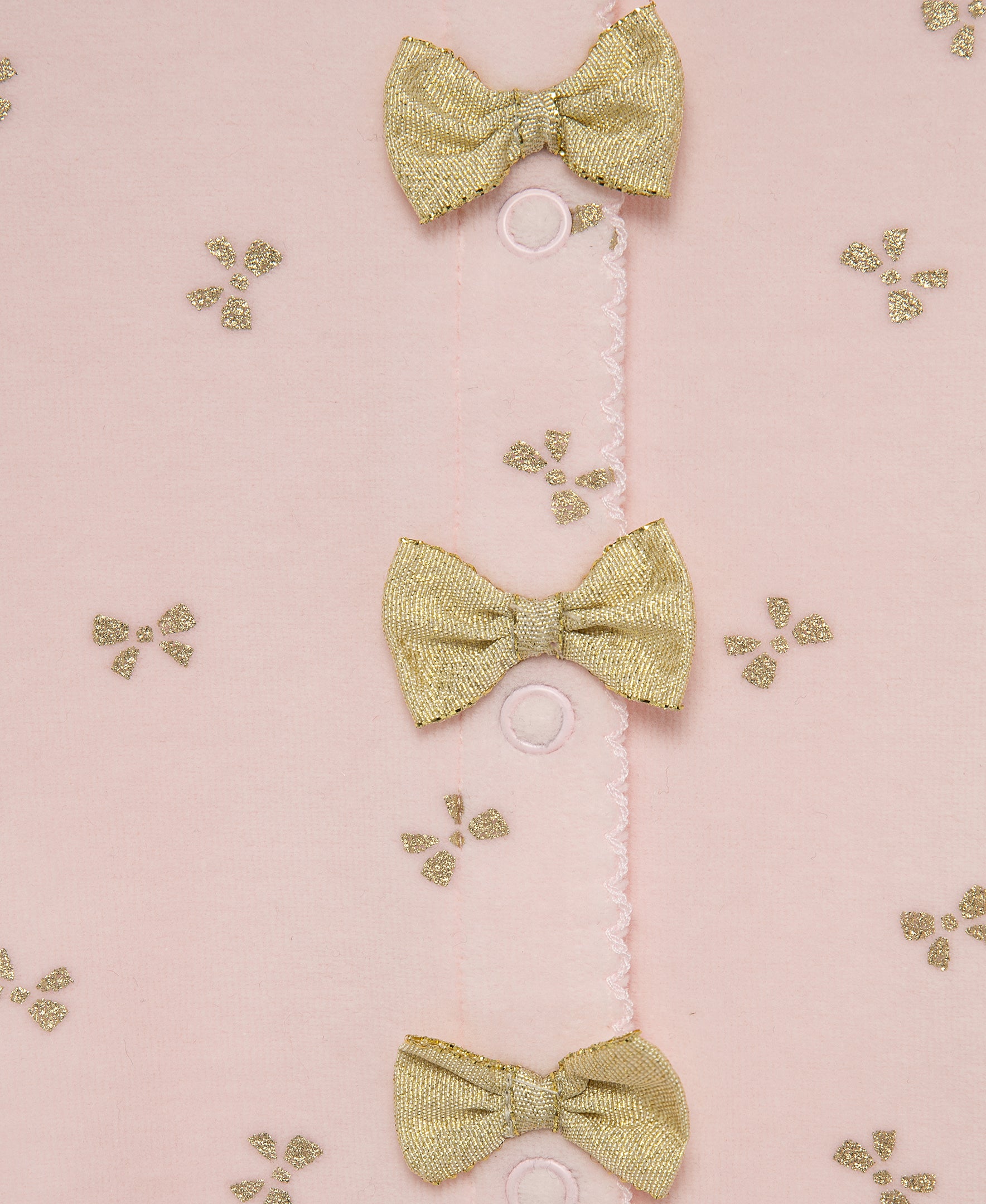 Gold Bows Velour Footie (3M-9M) - Little Me