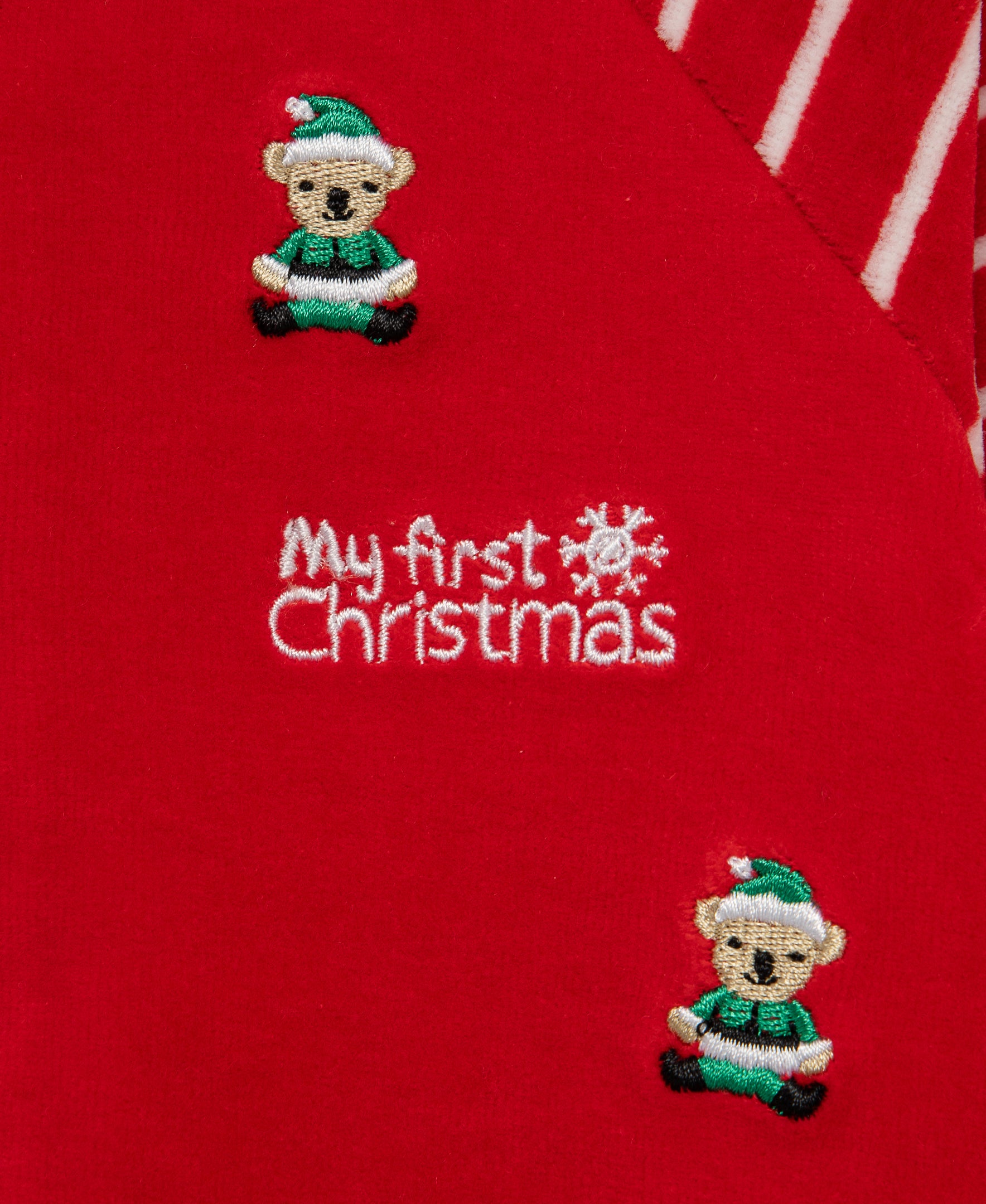 Santa Bear Velour Footie (3M-9M) - Little Me