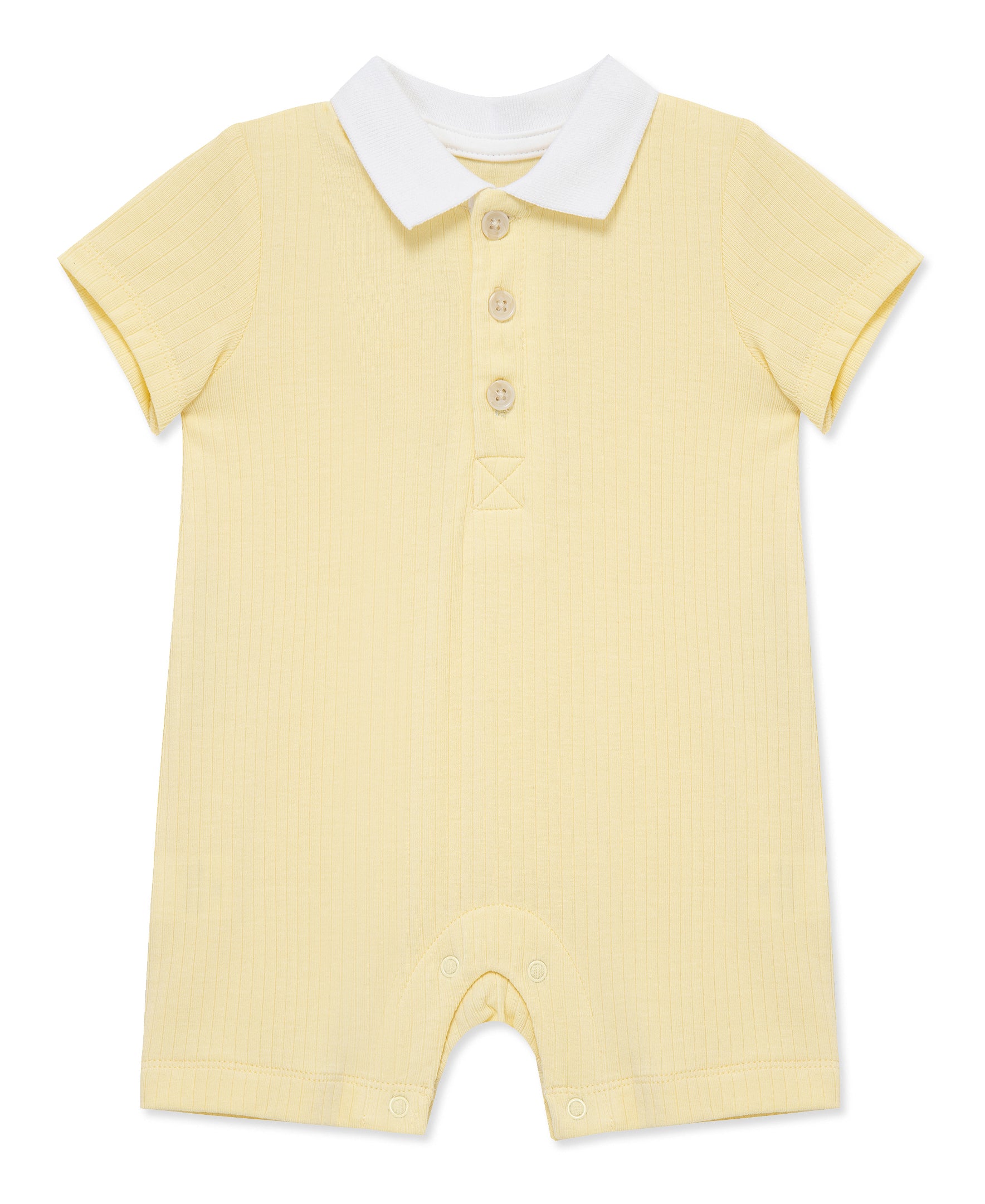 Yellow Rib Knit Polo Romper