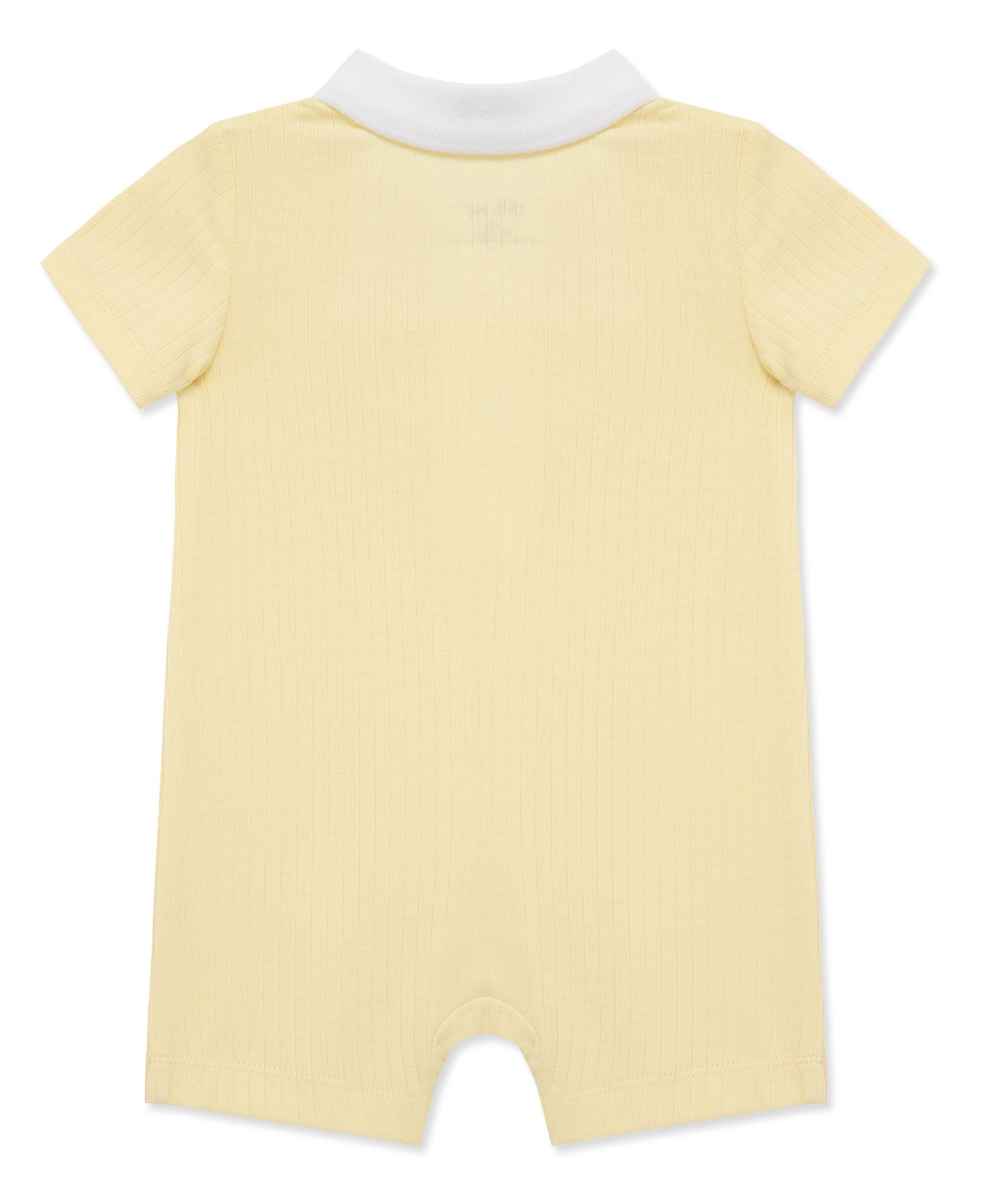 Yellow Rib Knit Polo Romper