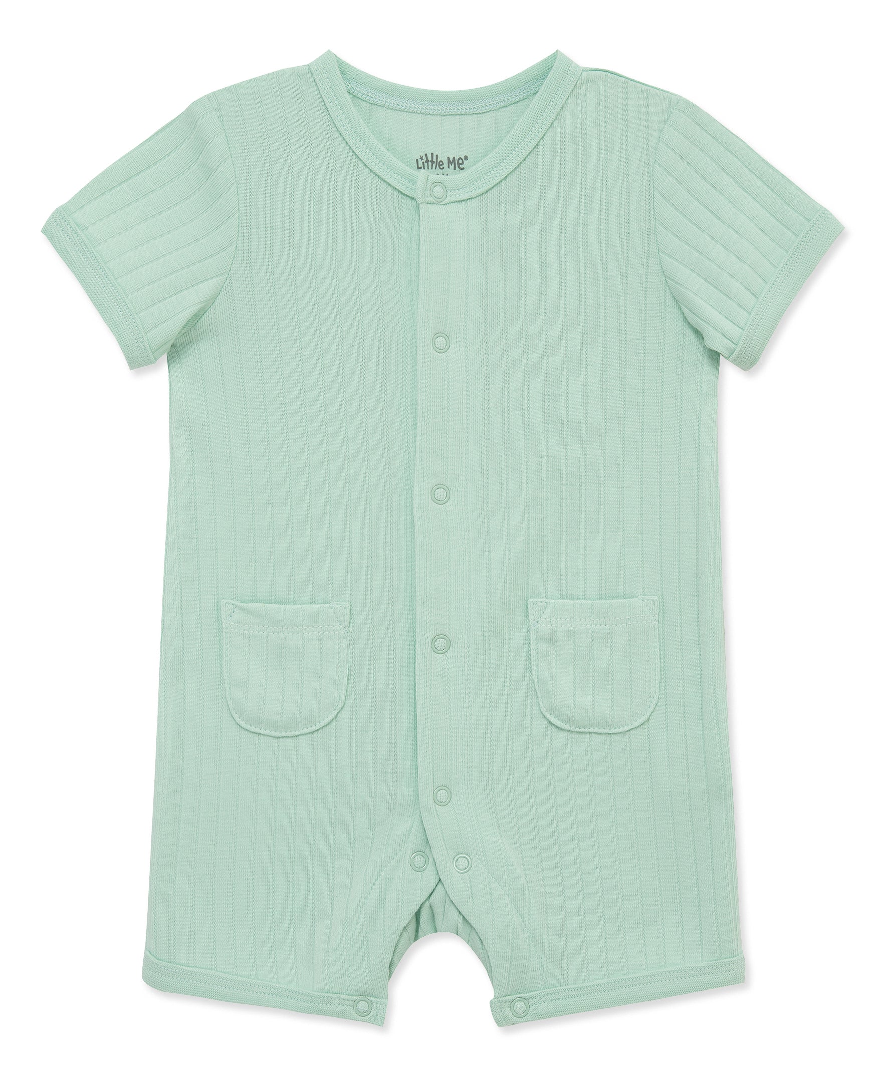 Green Rib Knit Pocket Romper
