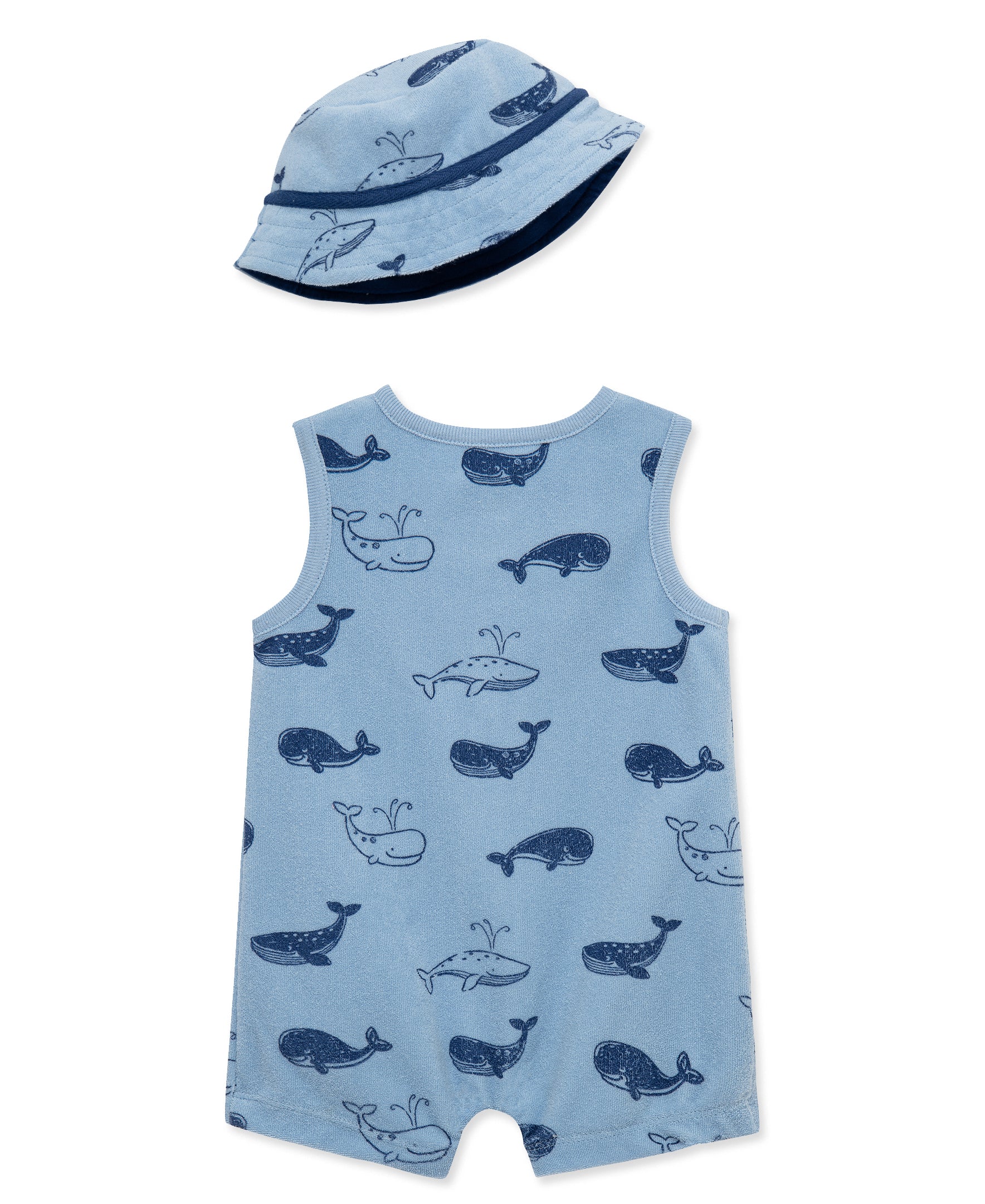 Whales Terry Romper & Hat