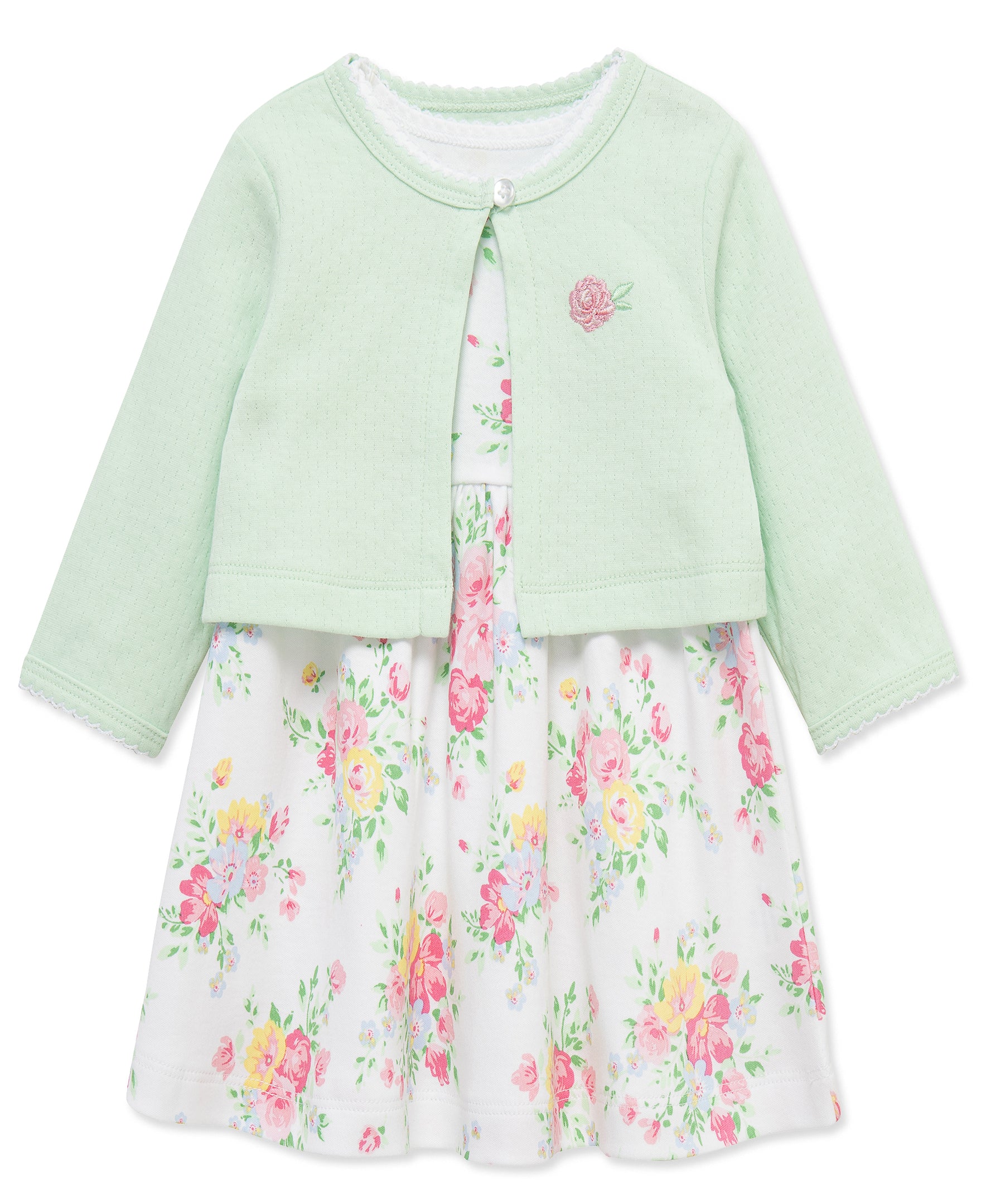 Bouquet Knit Dress & Cardigan Set - Little Me