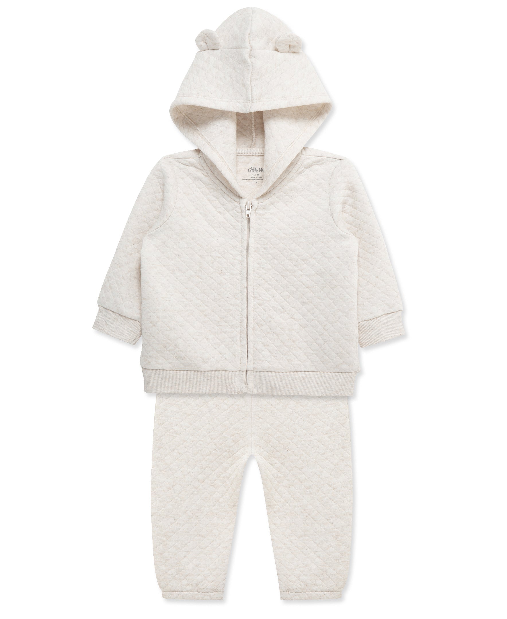 Oatmeal Quilted Hoodie Set - Little Me