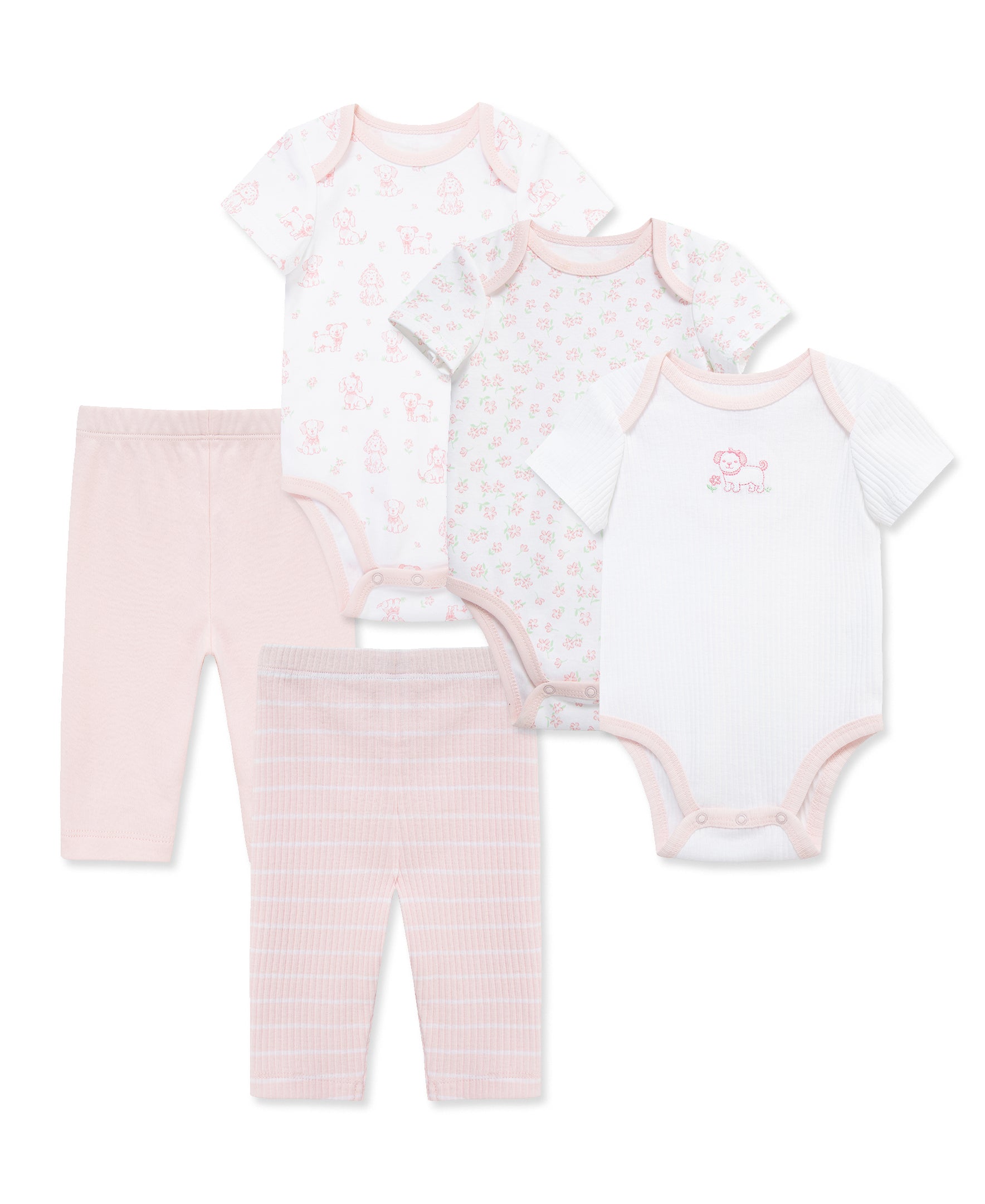 Pretty Puppies 5-Piece Bodysuits & Pants Set