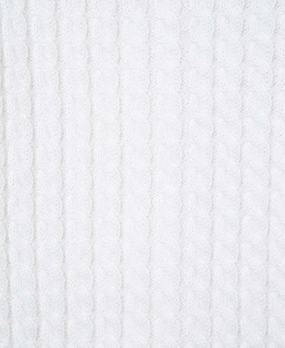 White Cable Sweater and Hat - Little Me