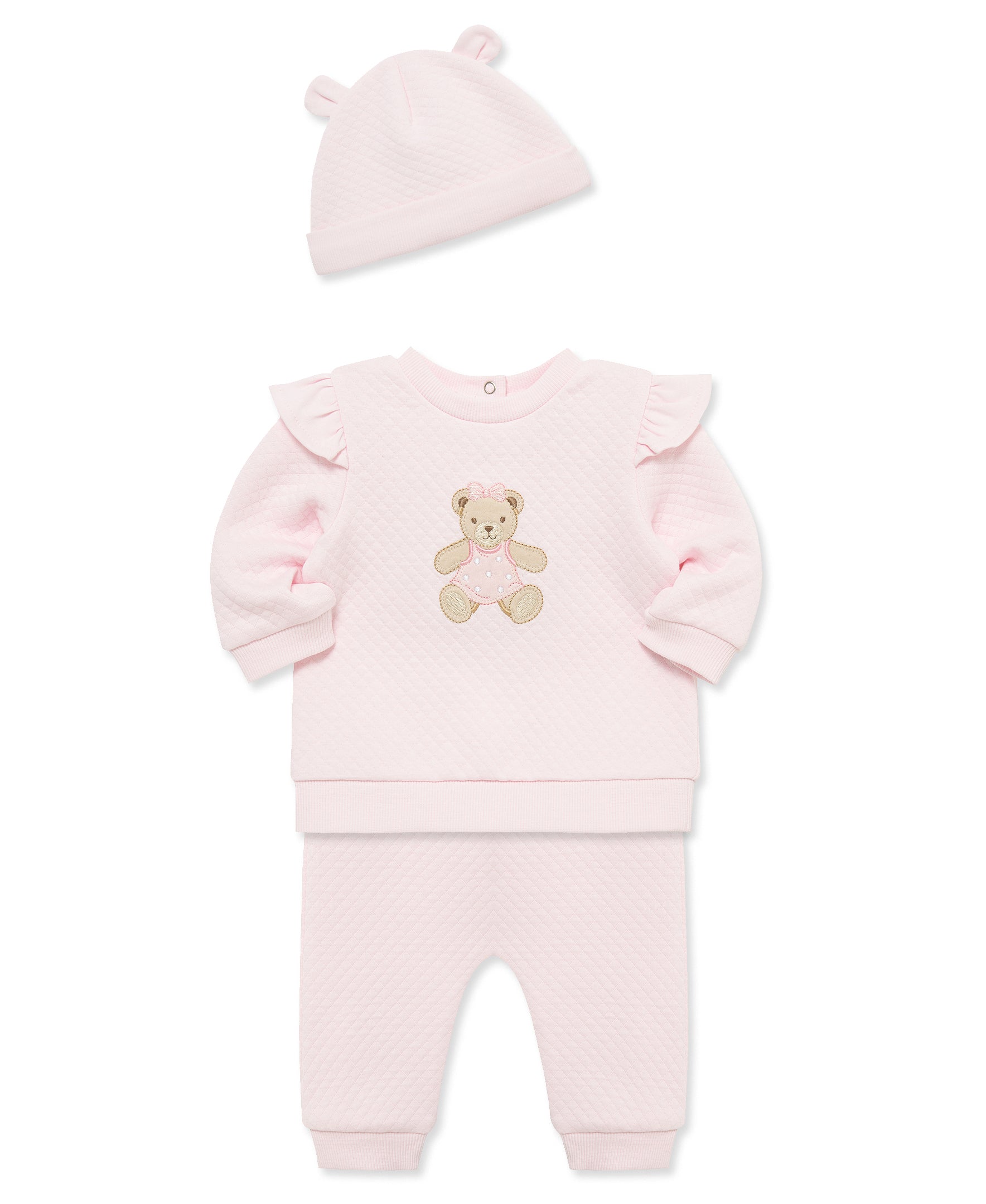 Dainty Bears Quilted Pant Set & Hat - Little Me