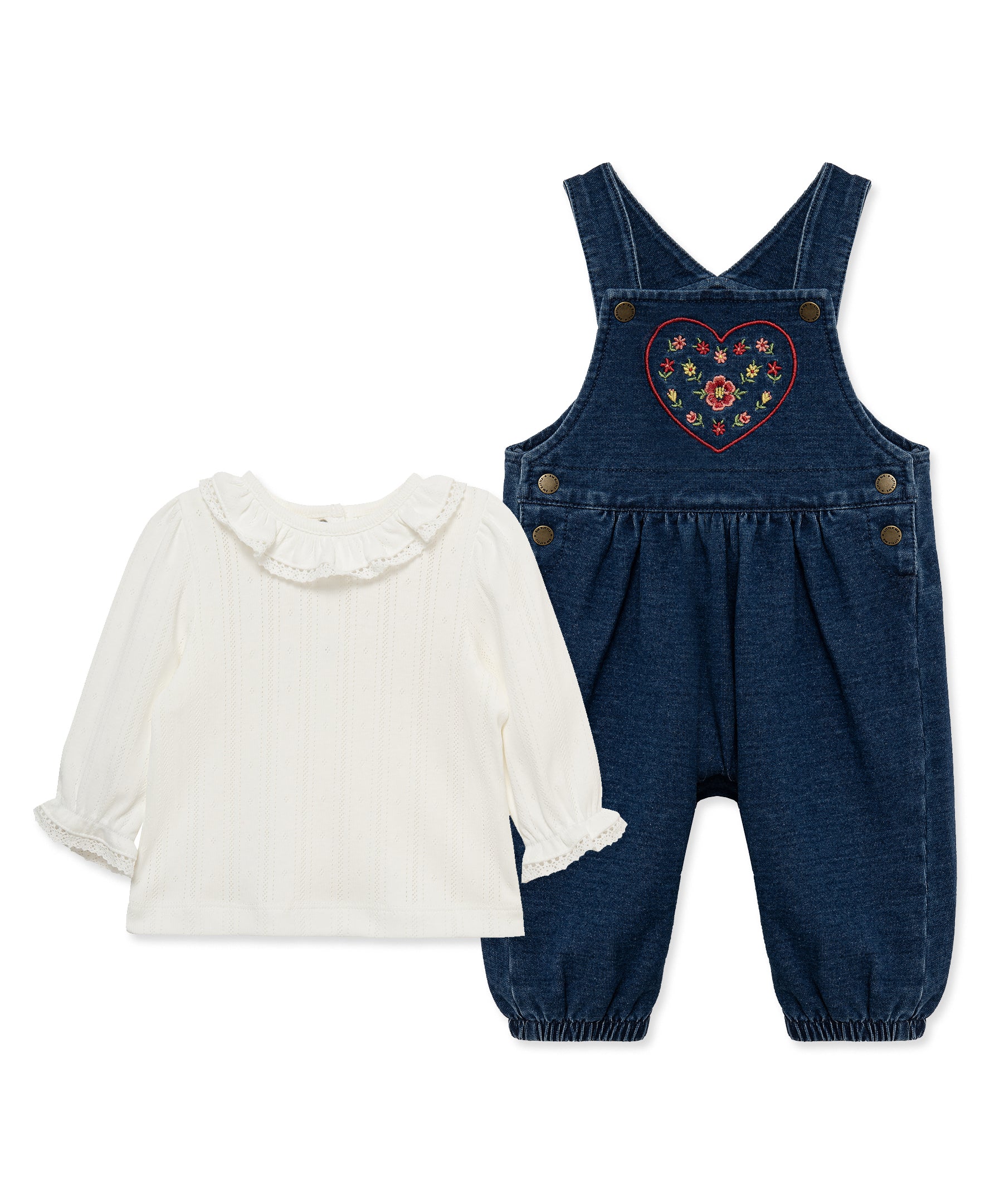 Blossom Blues Heart Overall Set (3M-12M) - Little Me