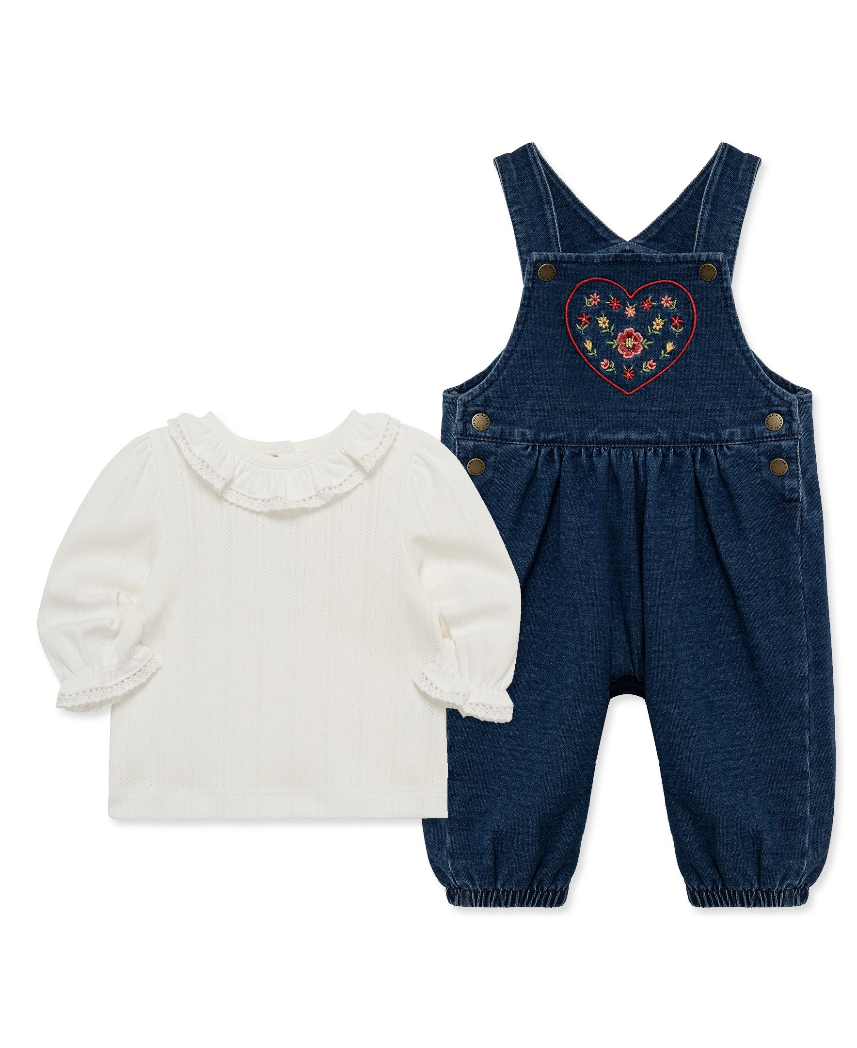 Blossom Blues Heart Overall Set (3M-12M) - Little Me