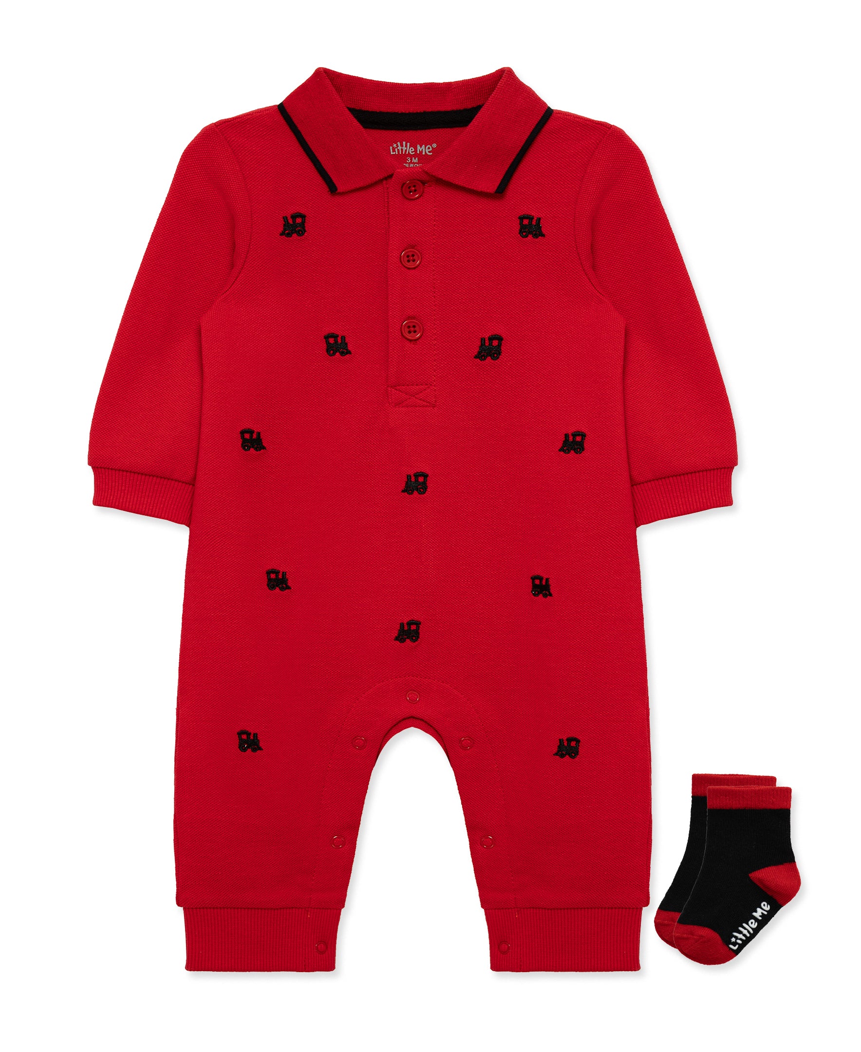 Train Treasures Coverall & Sock Set (3M-9M) - Little Me