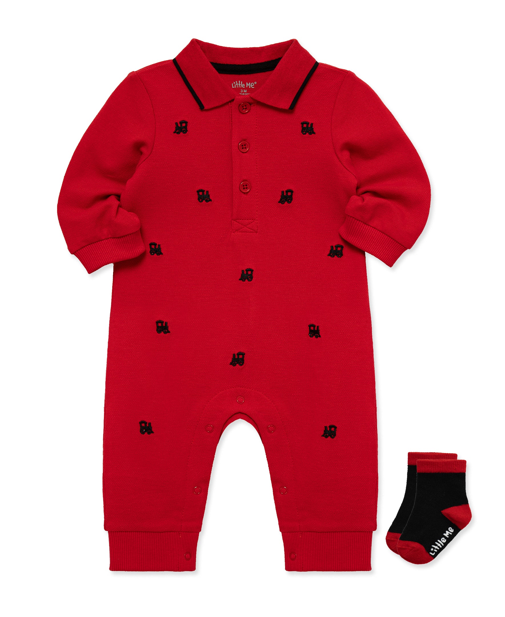 Train Treasures Coverall & Sock Set (3M-9M) - Little Me
