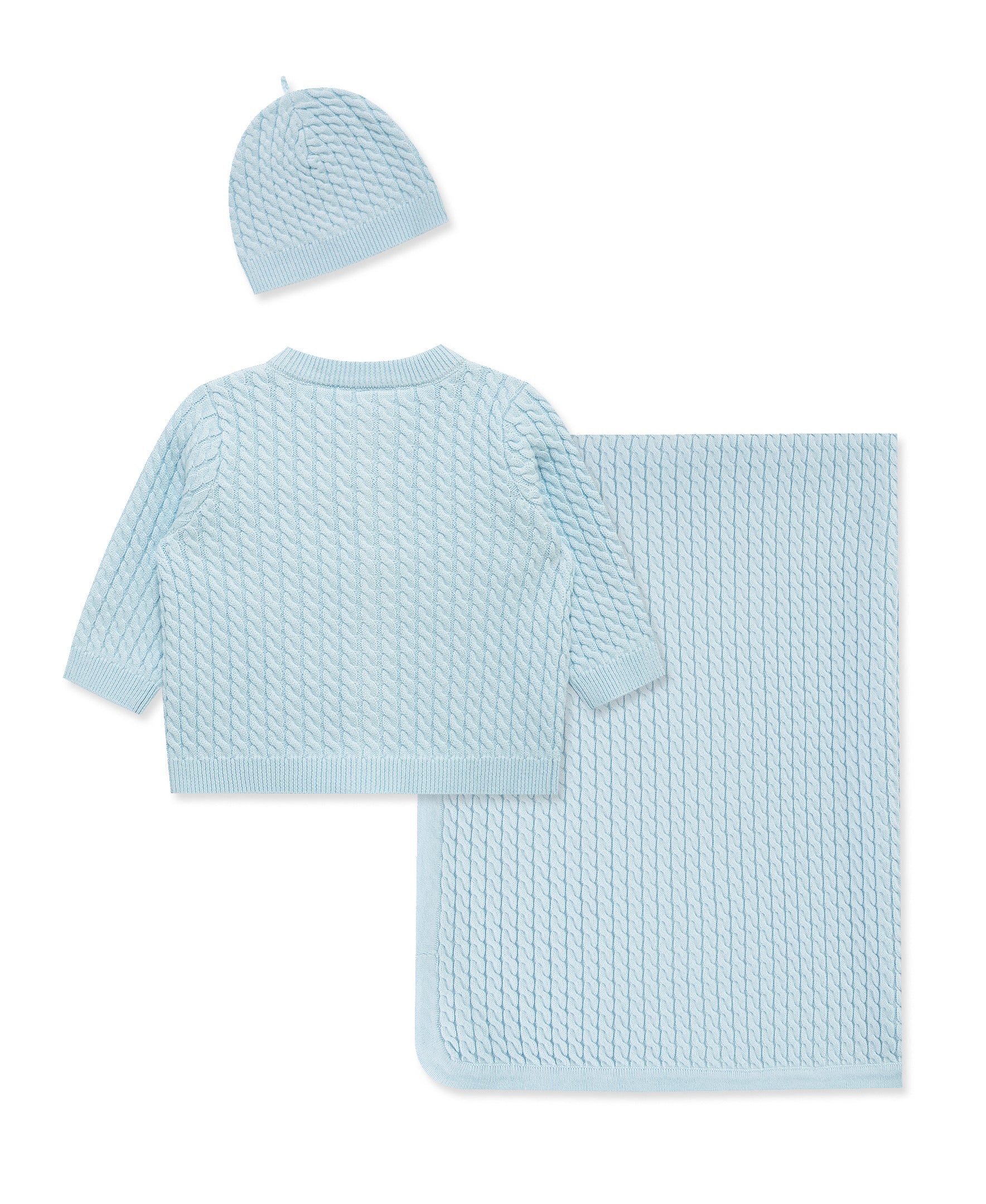 Blue Cable Sweater & Blanket Gift Box - Little Me