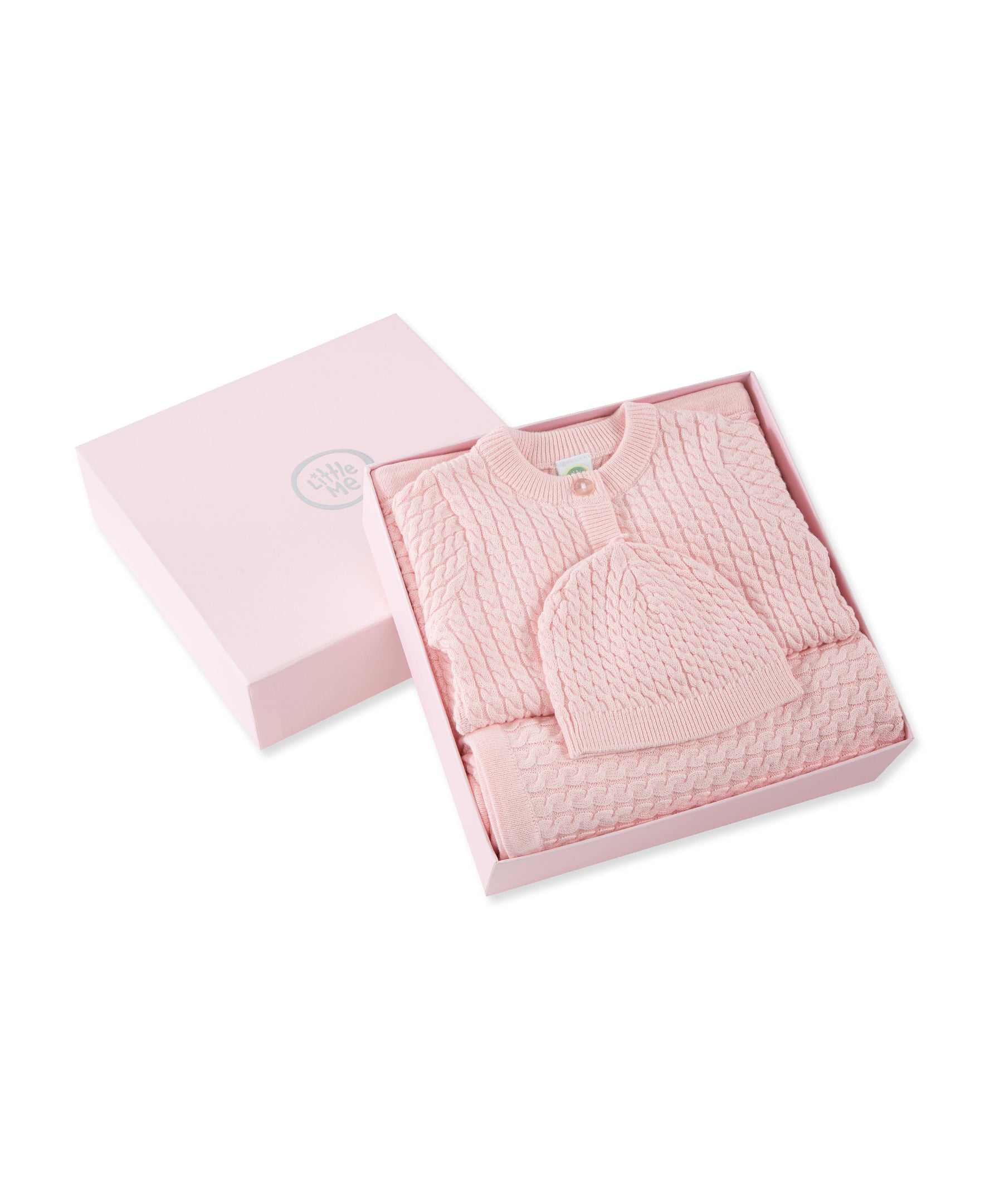 Pink Cable Sweater & Blanket Gift Box - Little Me