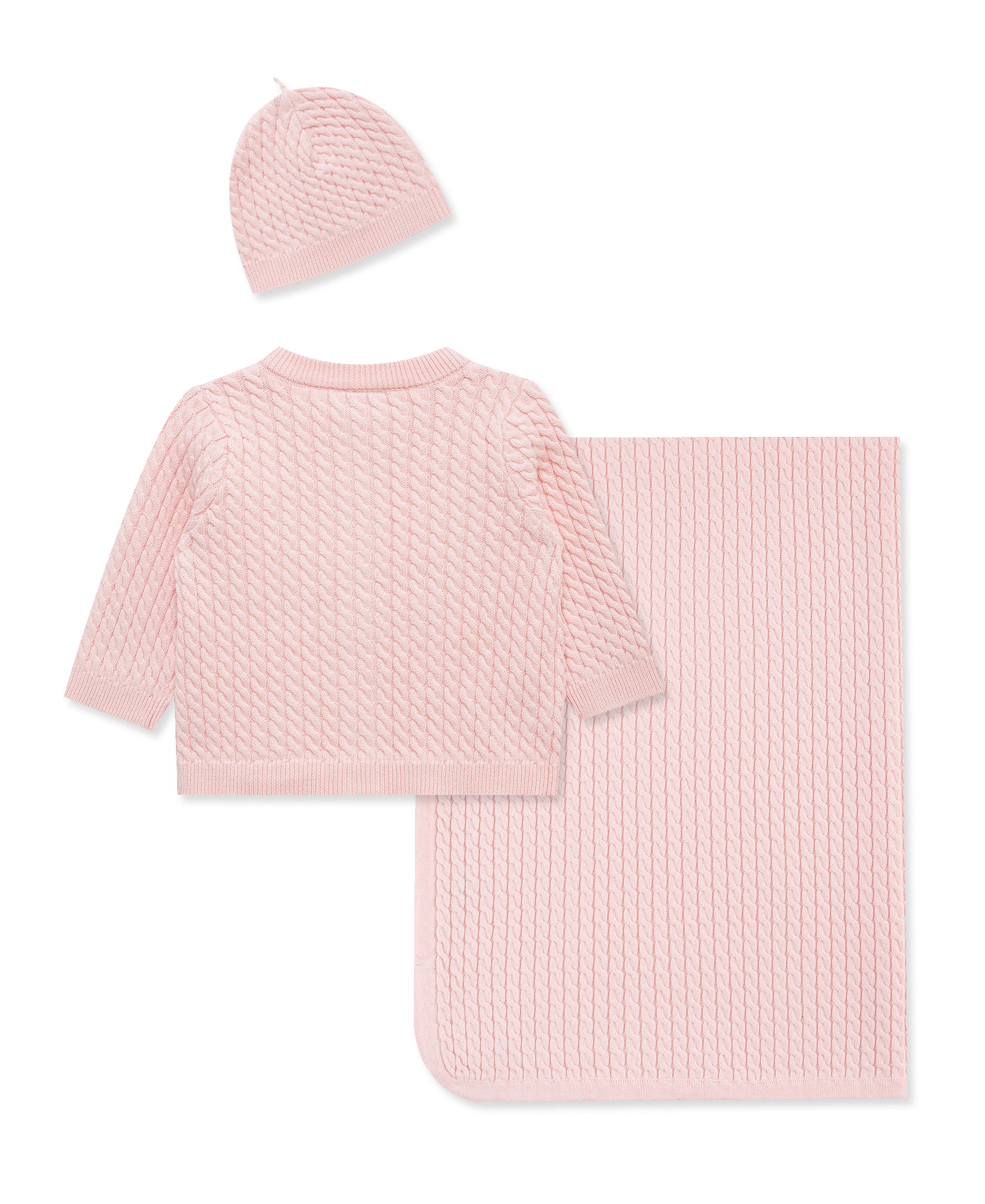Pink Cable Sweater & Blanket Gift Box - Little Me