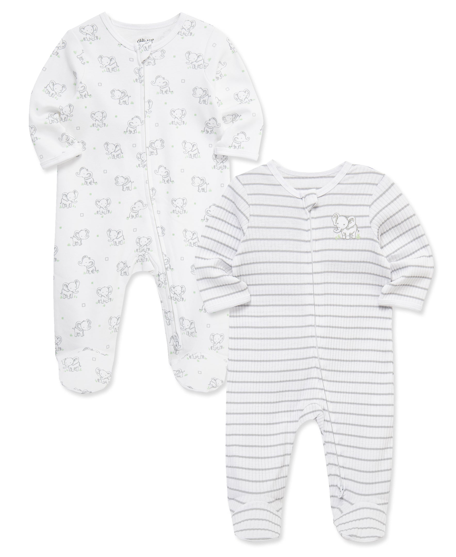 Baby Elephants 2-Way-Zip Footies (2-Pack) - Little Me