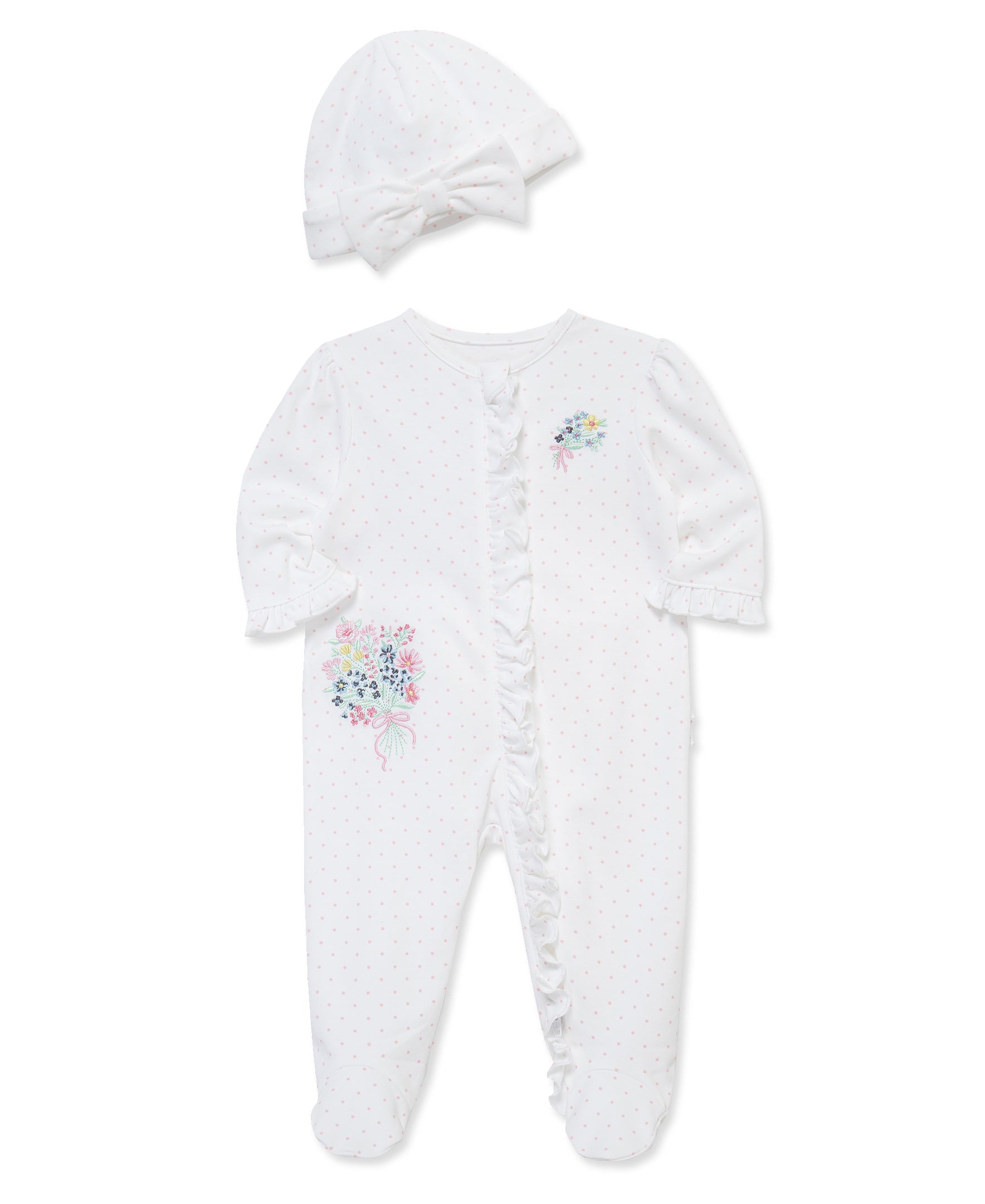 Bouquet 2-Way-Zip Footed One-Piece & Hat