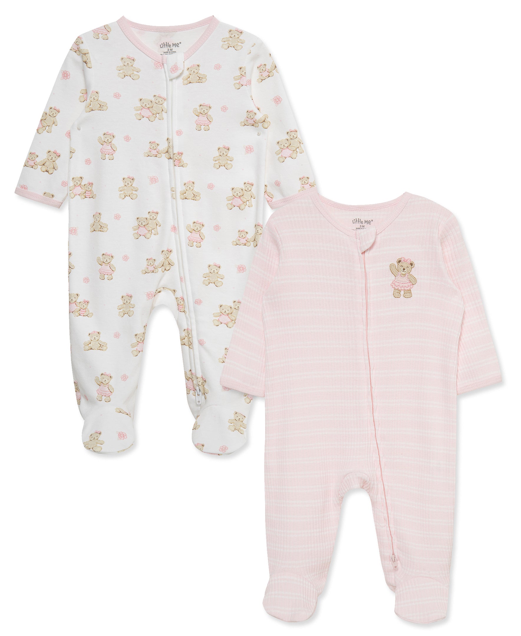 Dainty Bears 2-Way-Zip Footies 2-Pack - Little Me