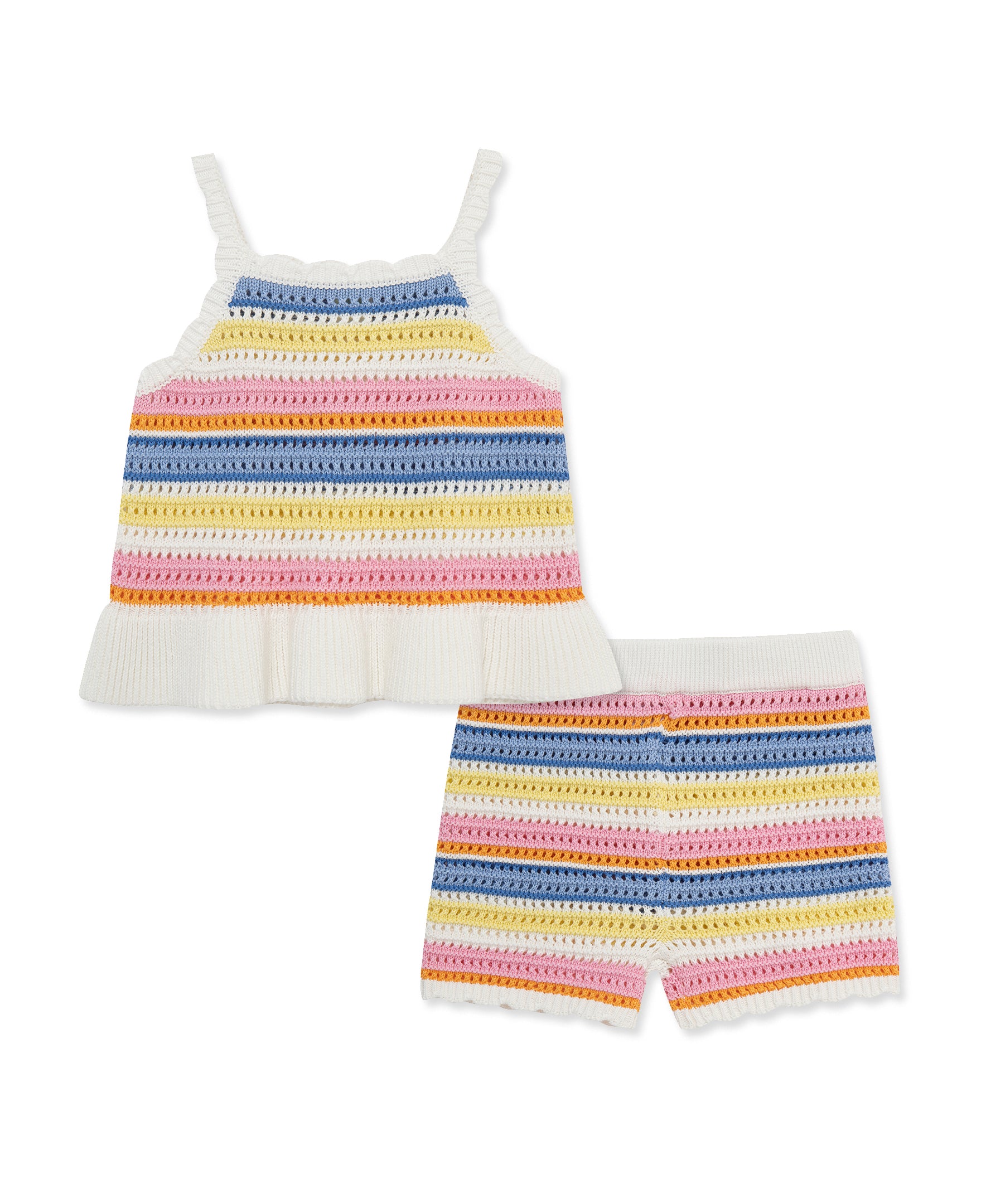 Fun Stripe Pointelle Knit Short Set (2T-4T) - Little Me