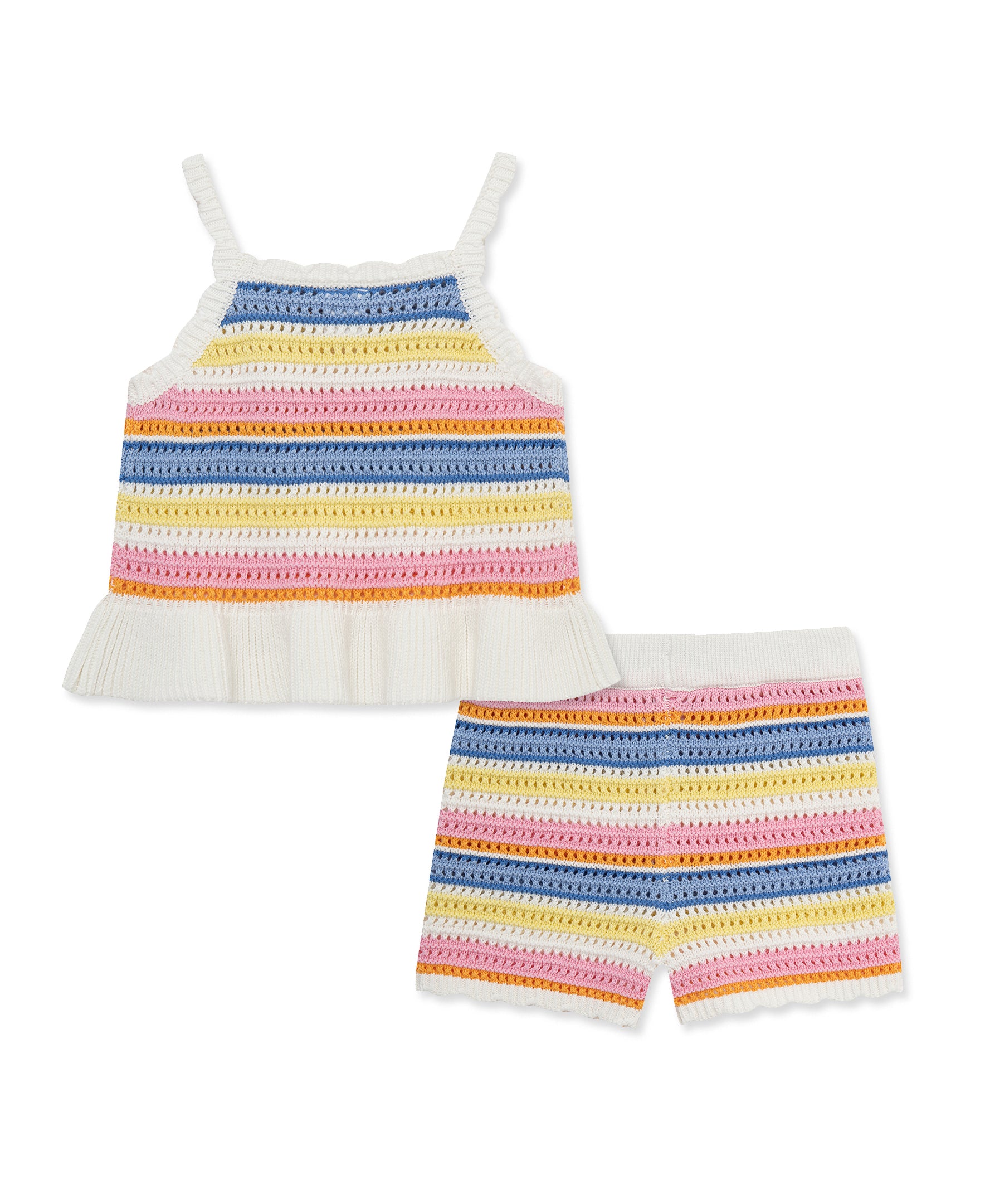 Fun Stripe Pointelle Knit Short Set (2T-4T) - Little Me