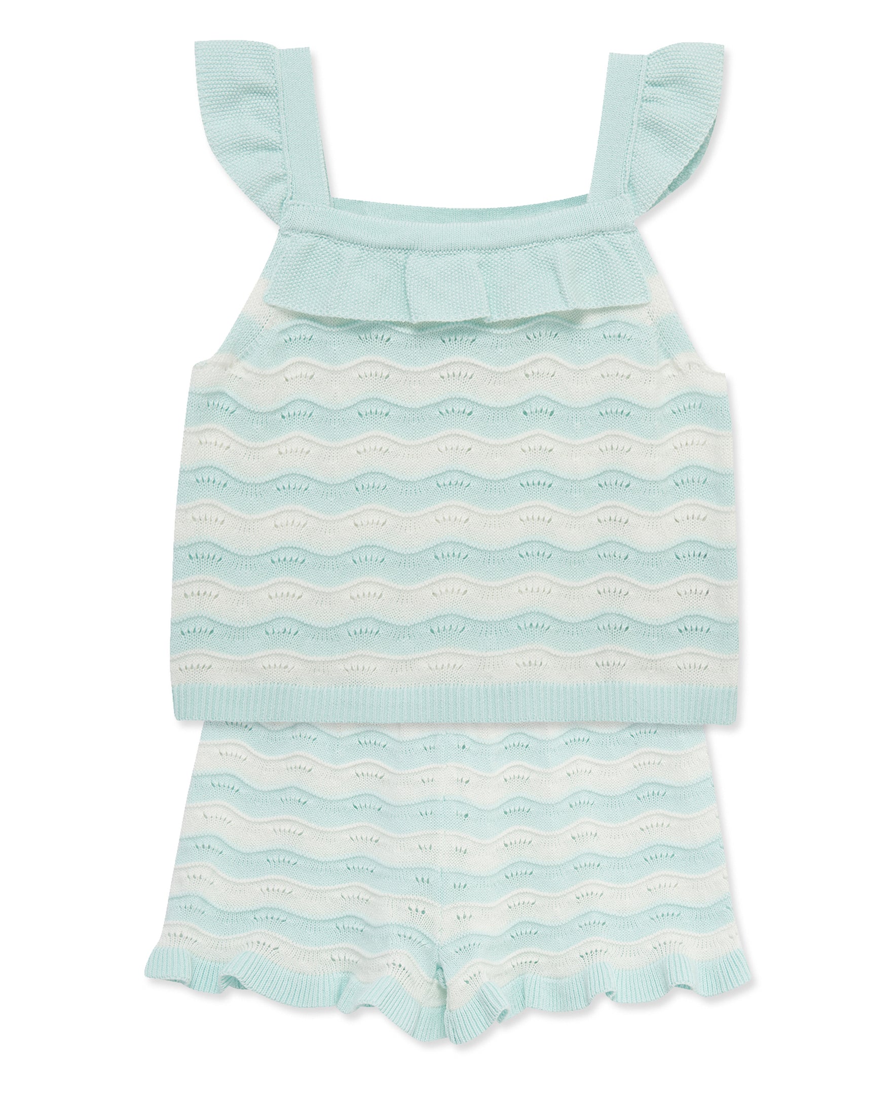 Aqua Pointelle Knit Short Set (12M-24M) - Little Me