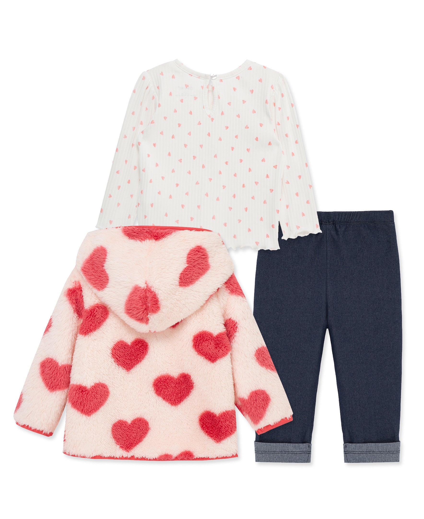 Heart 3-Piece Toddler Sherpa Jacket Set (2T-4T) - Little Me