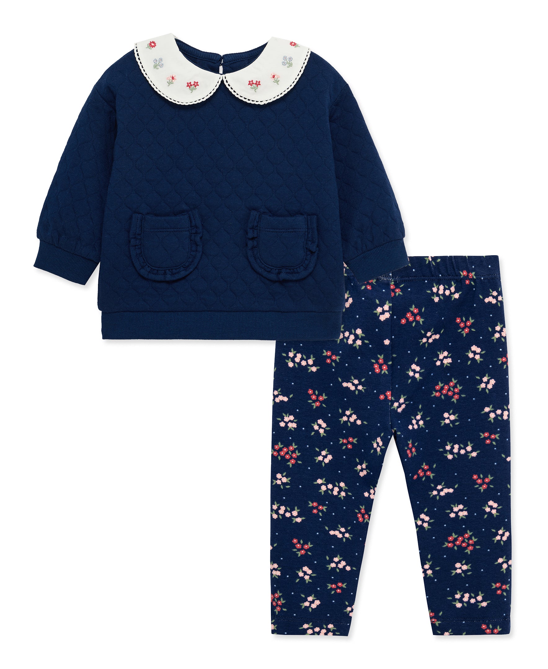 Navy Floral 2-Piece Sweatshirt Set (2T-4T) - Little Me