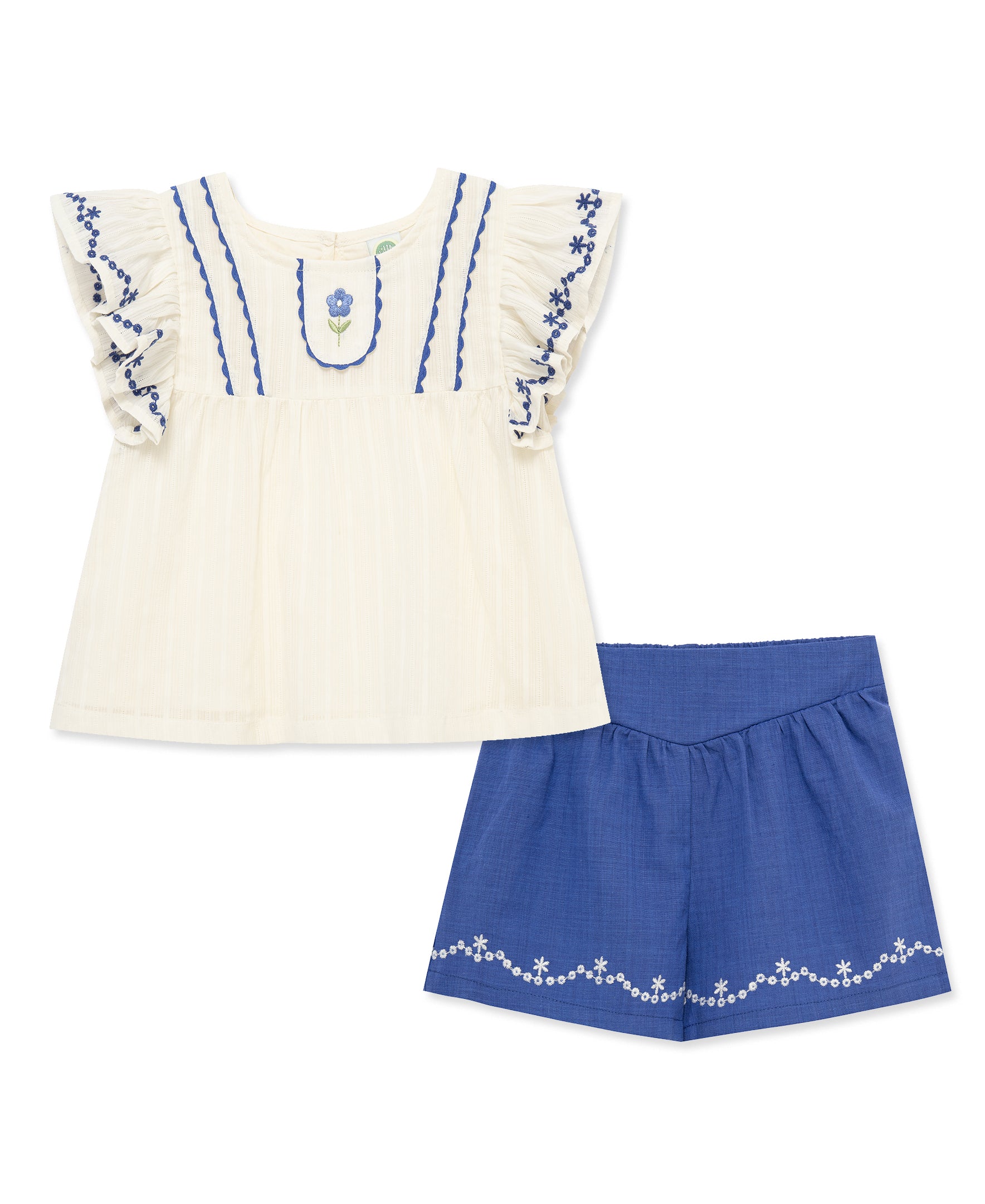 Blue Floral 2-Piece Woven Play Set (2T-4T) - Little Me