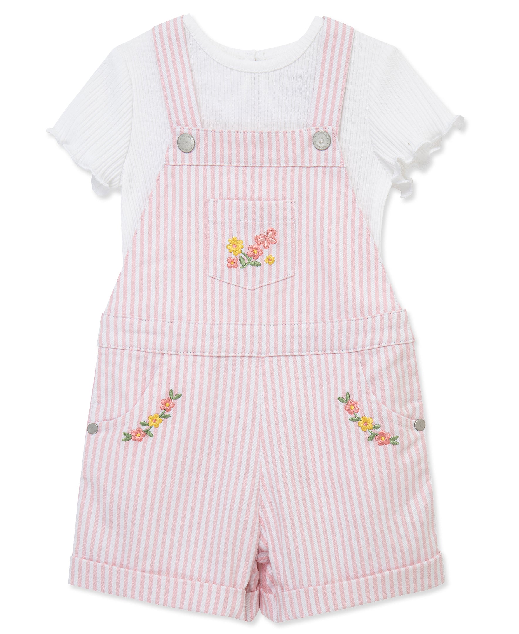 Pink Stripe Woven Shortall Set (2T-4T)