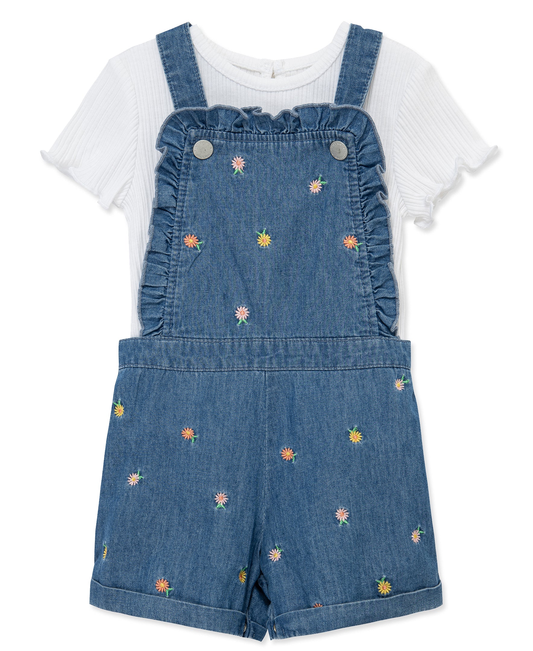 Embroidered Woven Shortall Set (2T-4T) - Little Me