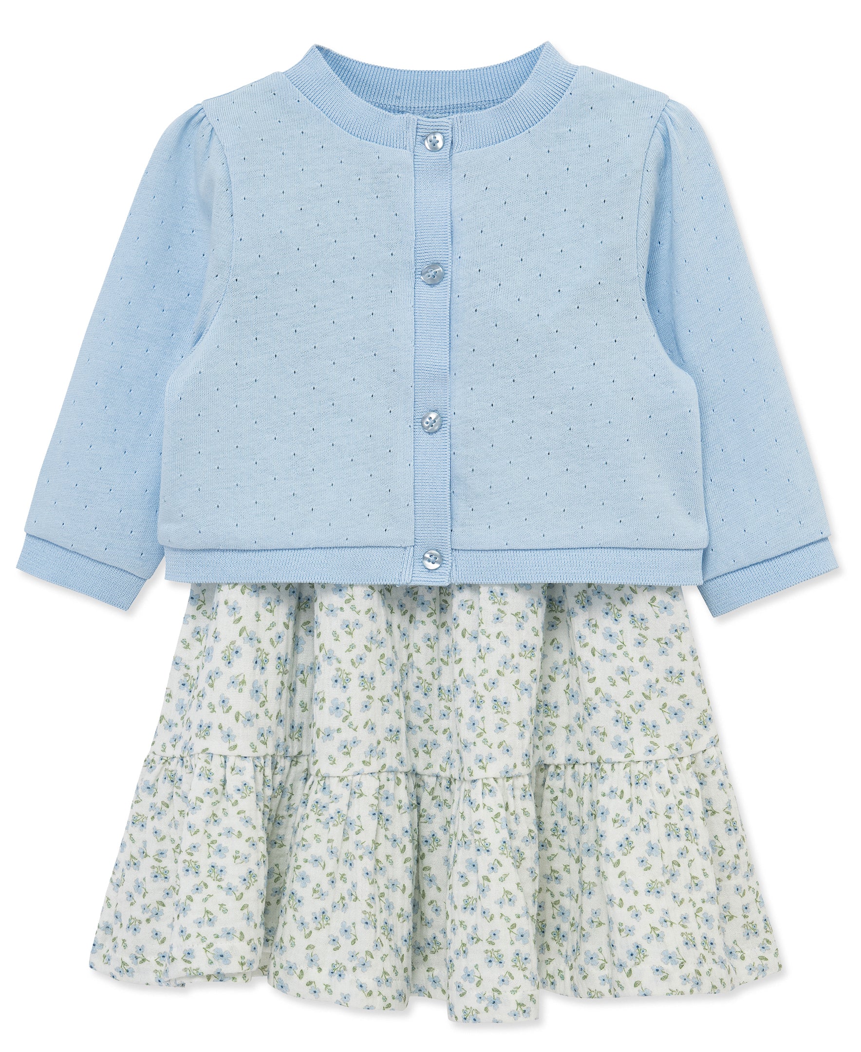 Ditsy Dress & Cardigan Set w/ Panty (12M-24M)