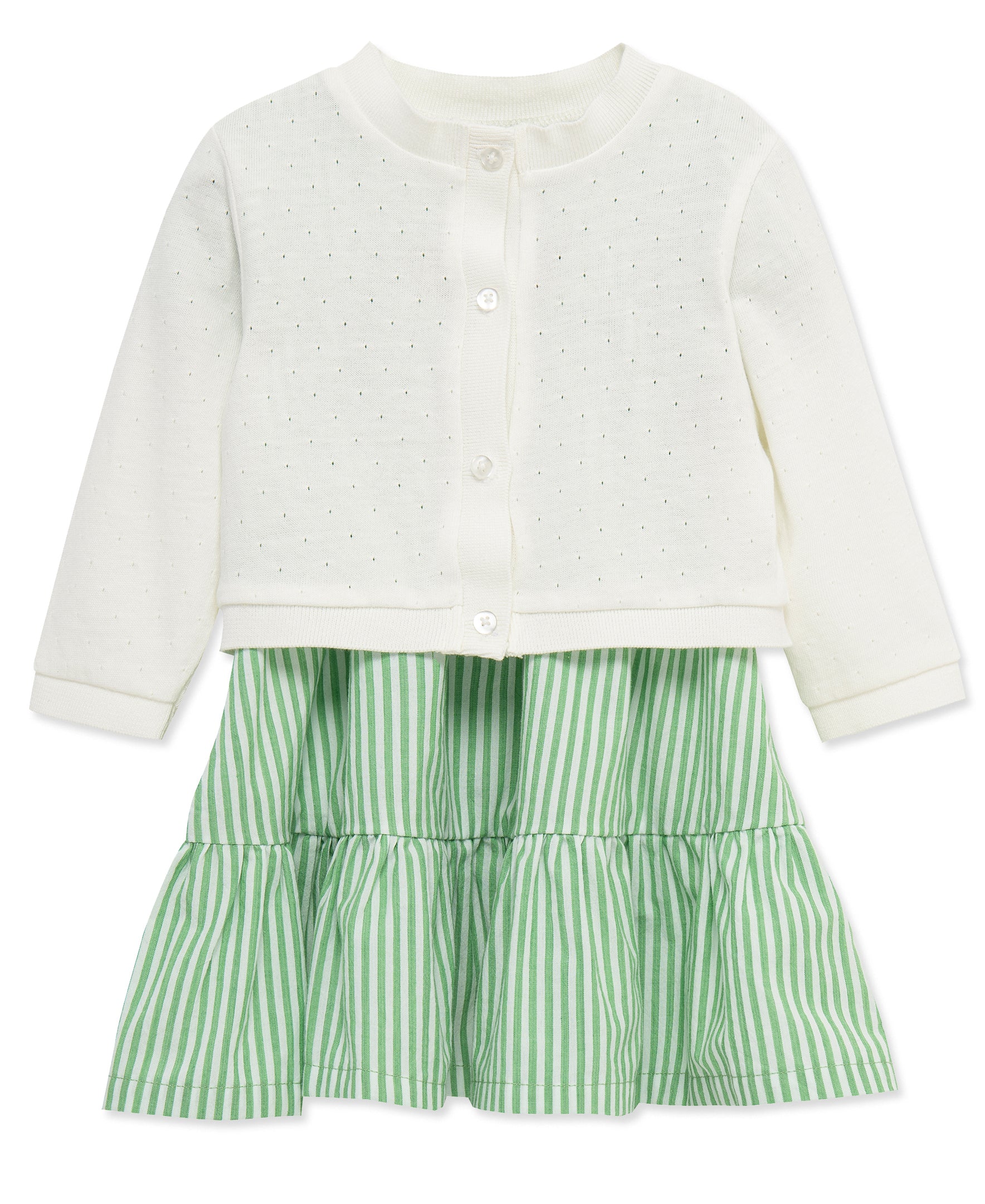Green Dress & Cardigan Set w/ Panty (12M-24M)