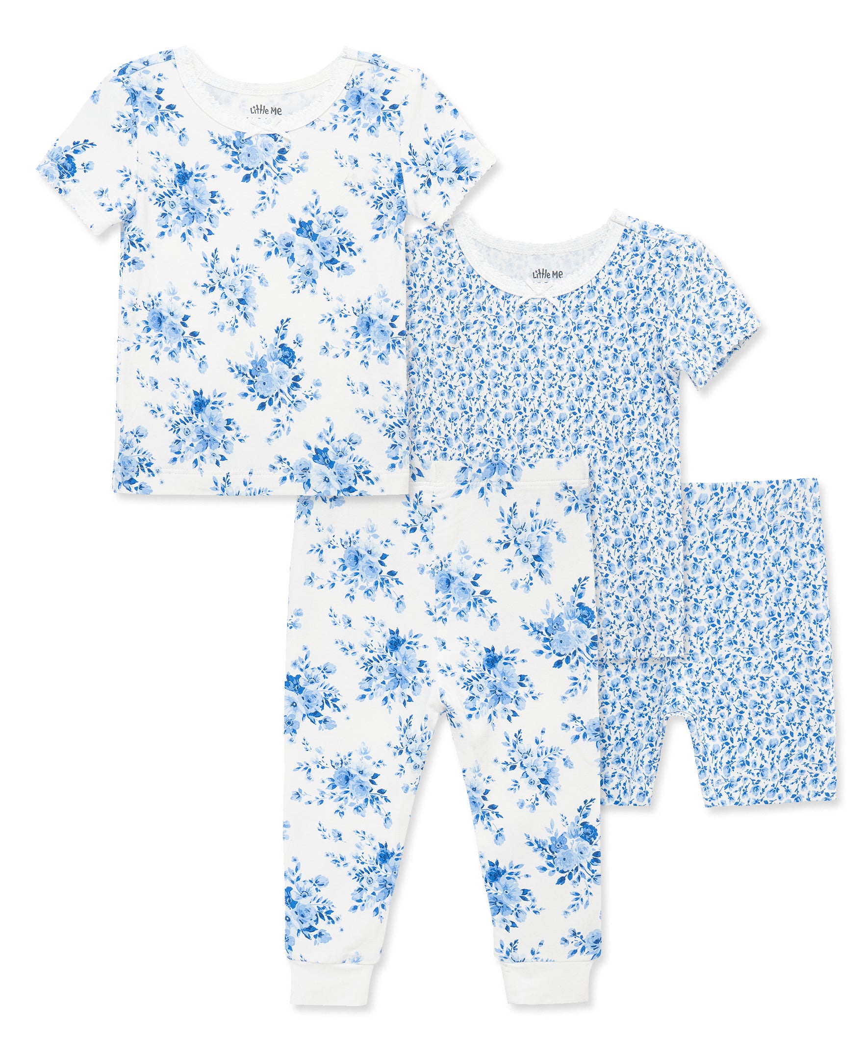 Blue Garden 4-Piece Pajama Set (2T-4T)