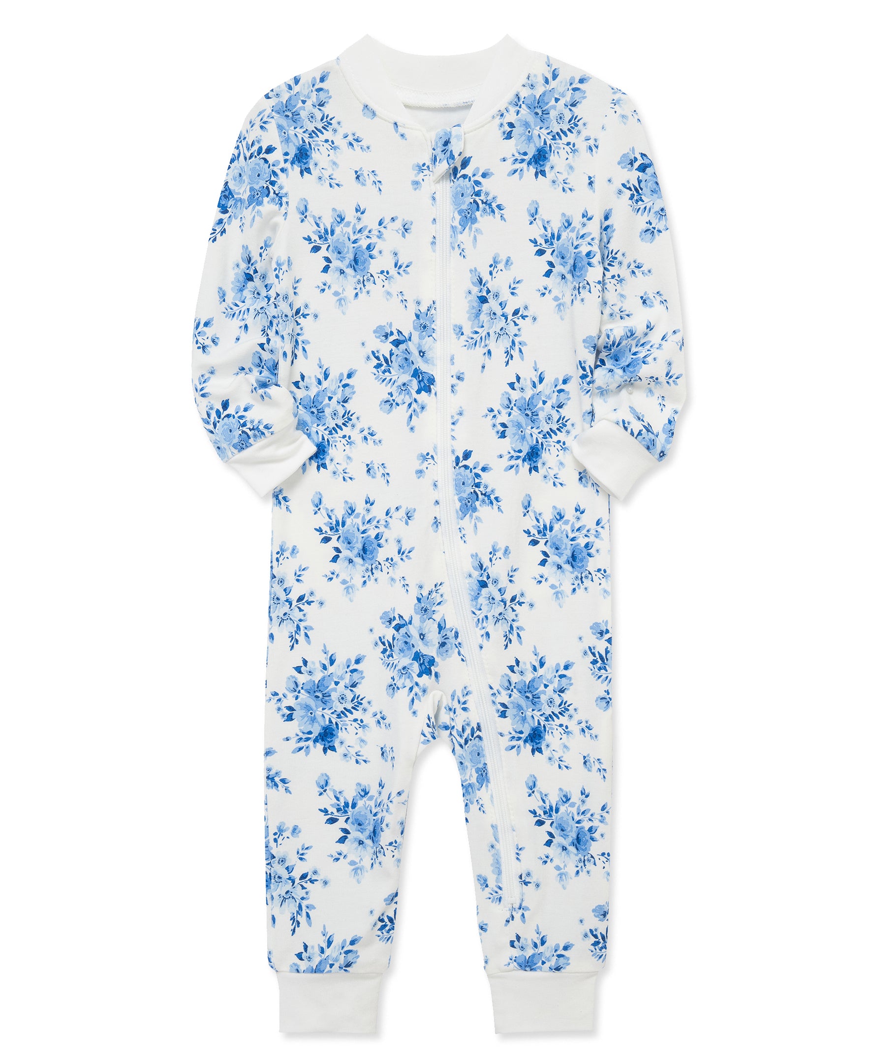 Blue Garden Zip Front One-Piece