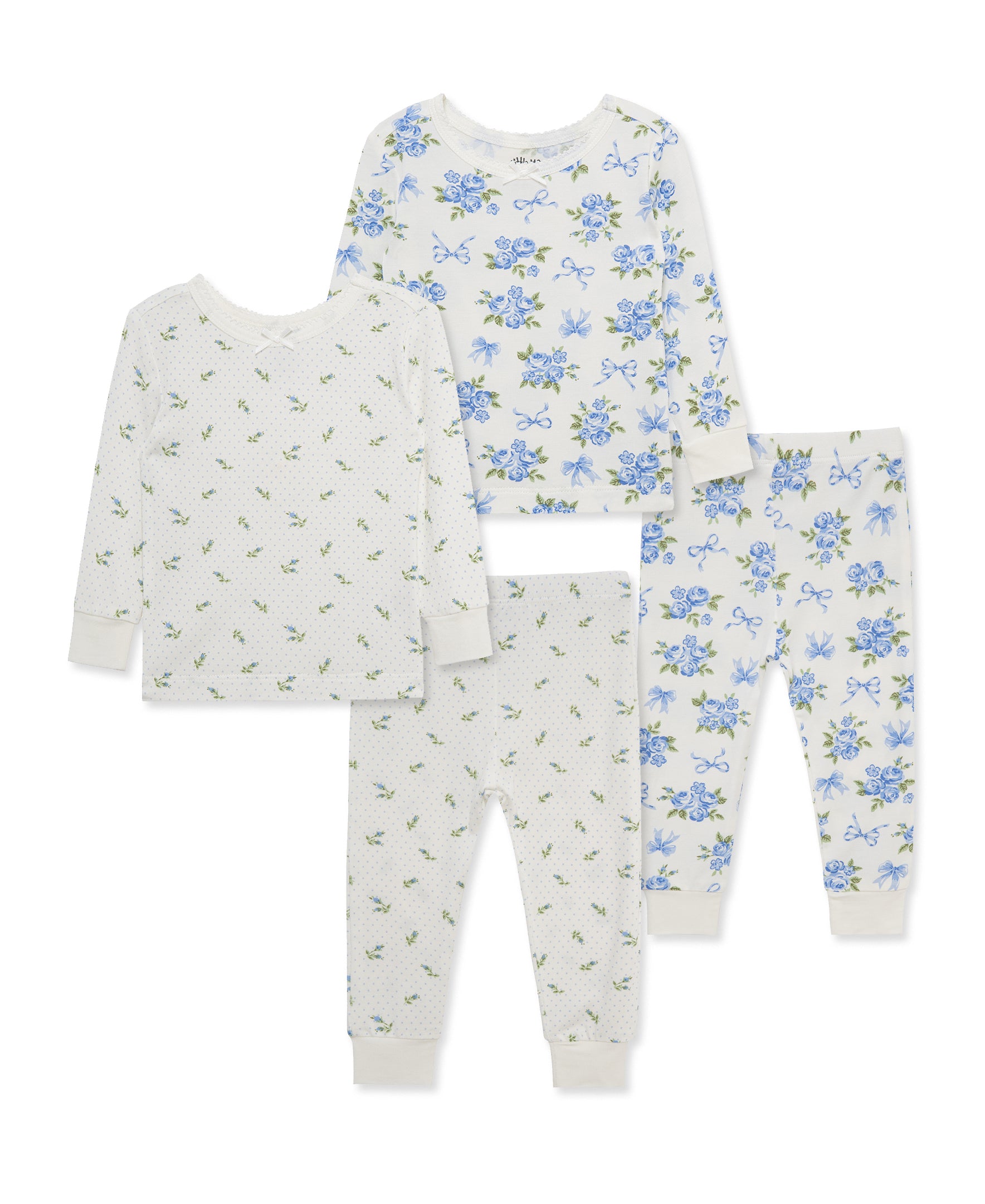 Blue Floral 4-Piece Pajama Set (2T-4T) - Little Me
