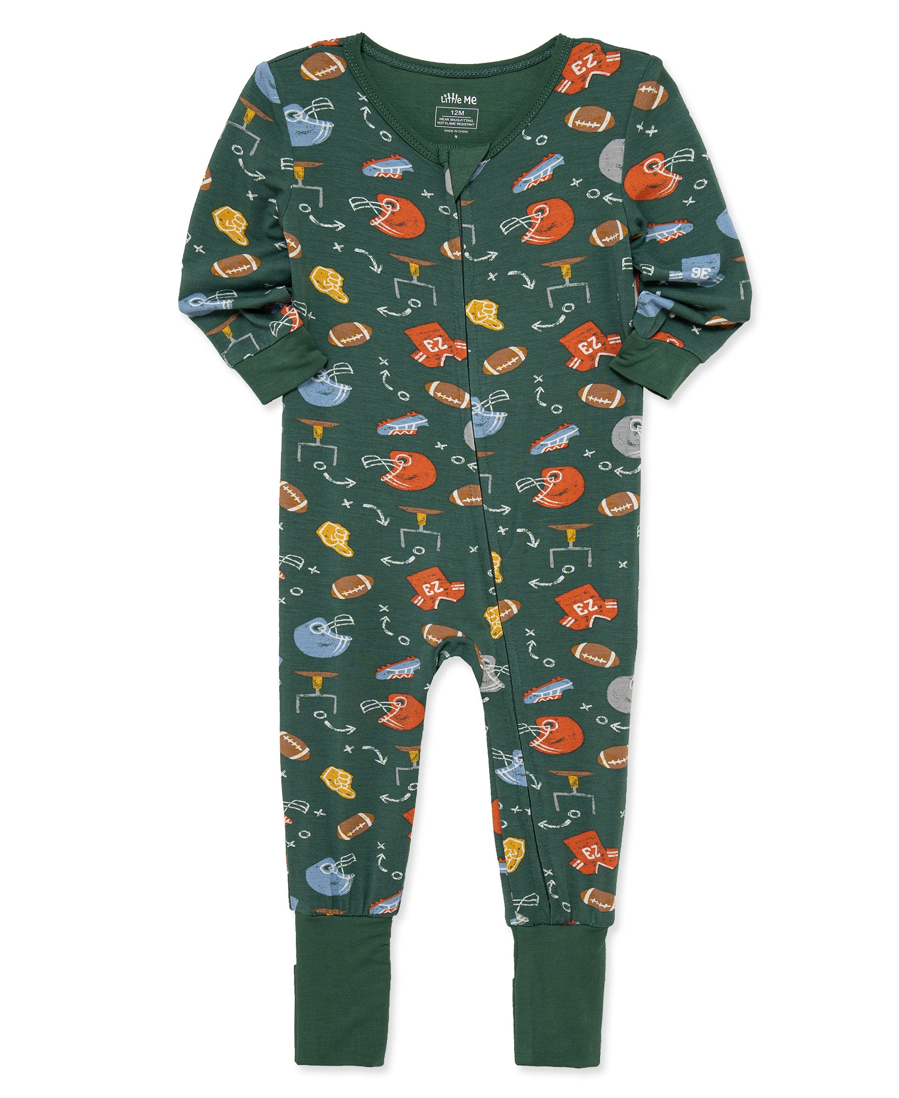 Football Zip Front Footie Pajama (12M-24M) - Little Me